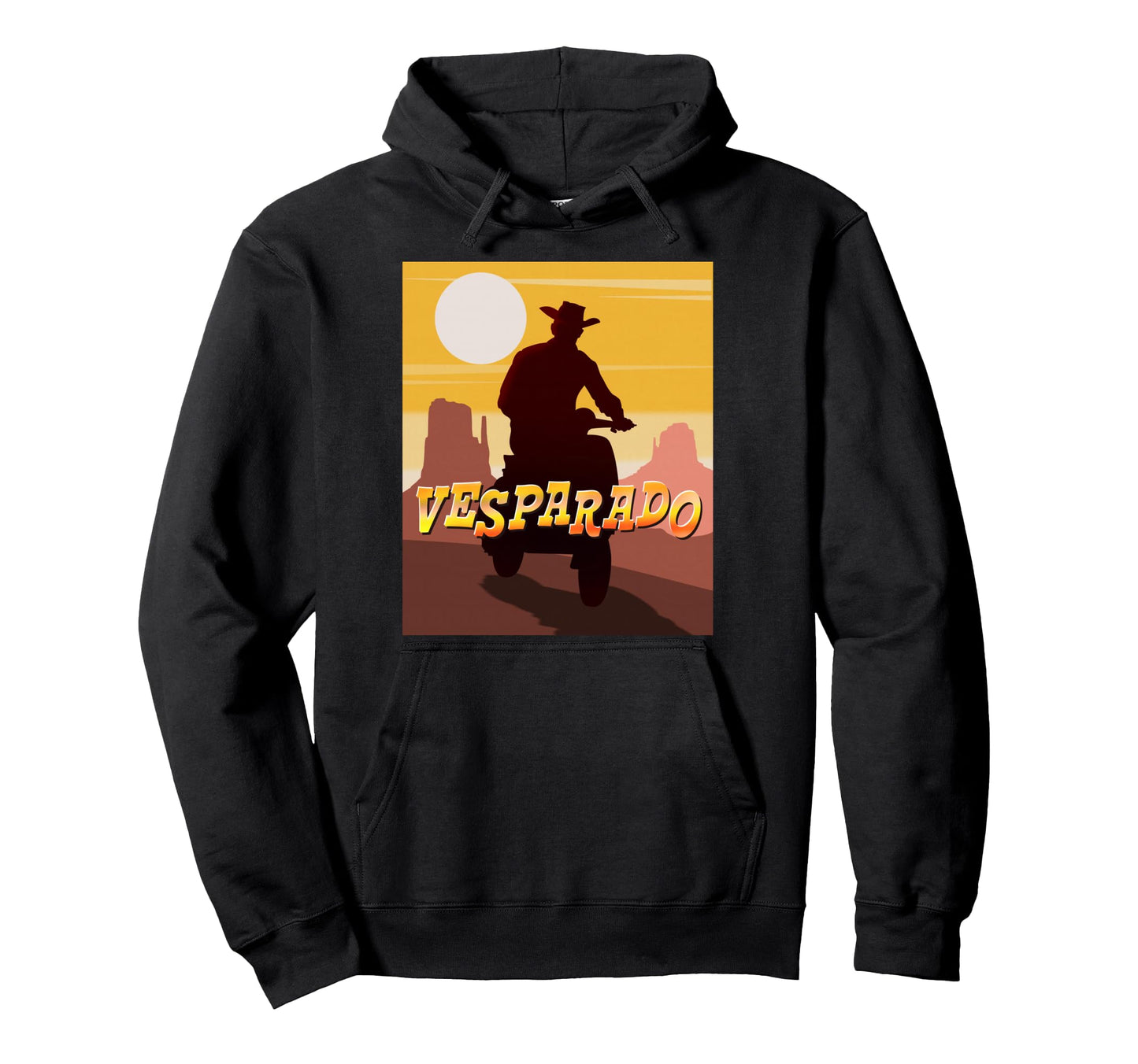 Vesparado Scooter Cowboy Western Hoodie - Graphic Print Men Women - T-Shirt, Sweatshirt, Hoodie