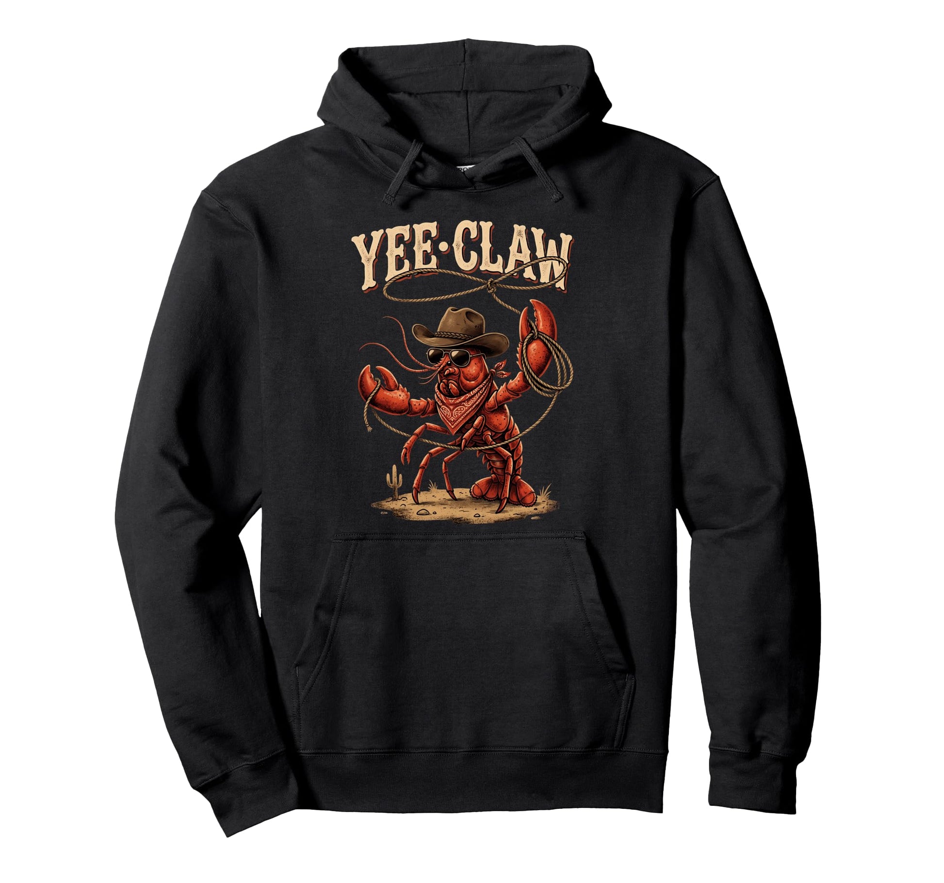 Yee Claw Funny Crawfish Cowboy Cajun Hoodie - Custom Art Print Men Women - T-Shirt, Sweatshirt, Hoodie