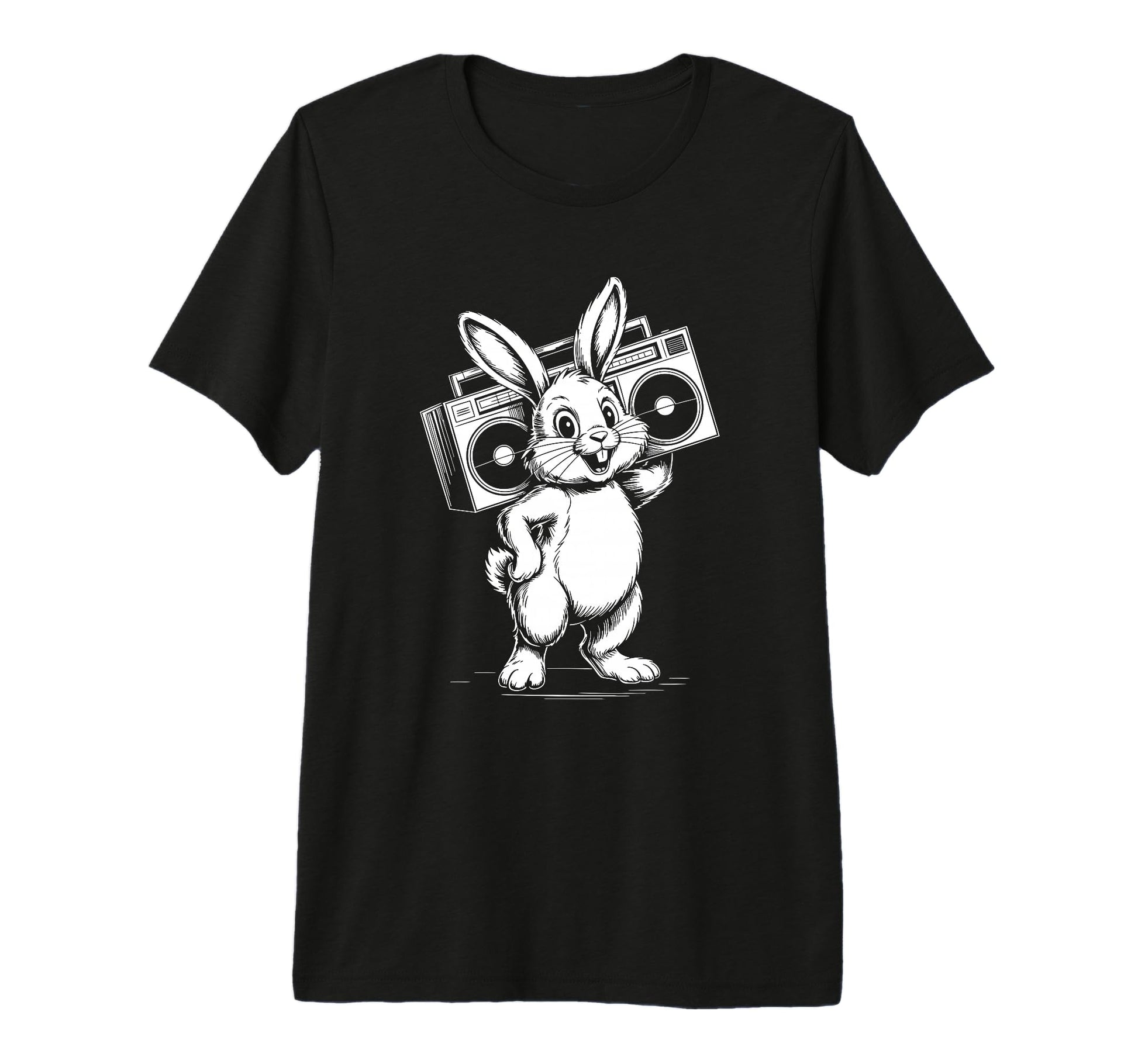 Funny Bunny Boombox Music Lover Tri T-Shirt - Trendy Graphic Men Women - T-Shirt, Sweatshirt, Hoodie