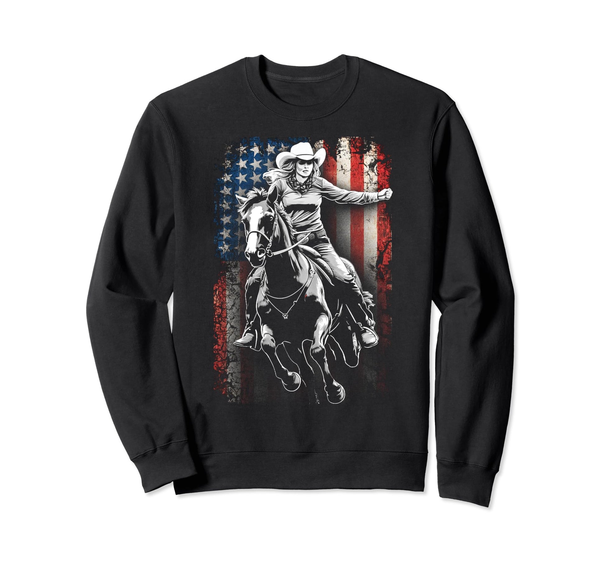 Cowboy Rodeo Horse Riding Usa Sweatshirt - Minimalist Print for Adults - T-Shirt, Sweatshirt, Hoodie