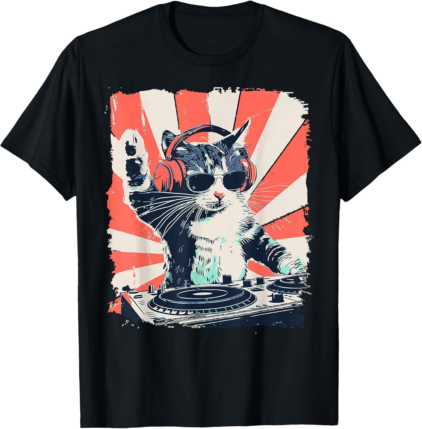 DJ Cat Beats - Adult & Kids T-Shirts, Sweatshirts & Hoodies apparel design preview 1
