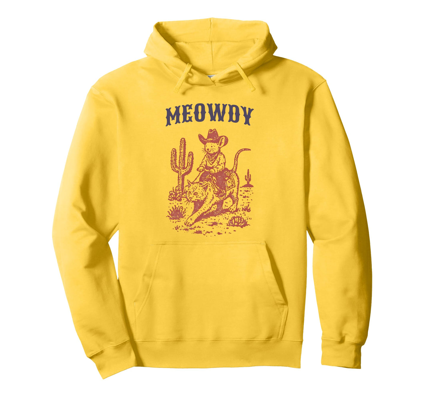 Cowboy Mouse Riding Cat Western Hoodie - Fun Novelty Design for Adults - T-Shirt, Sweatshirt, Hoodie