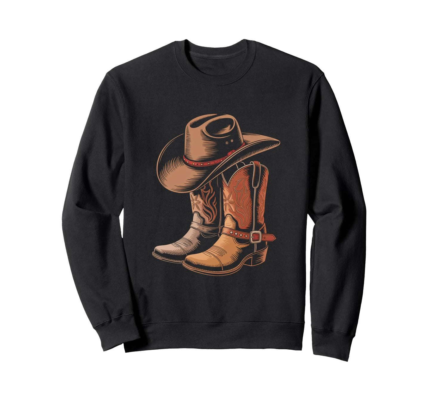 Cowboy Boots Western Country Sweatshirt - Casual Everyday Wear for Adults - T-Shirt, Sweatshirt, Hoodie