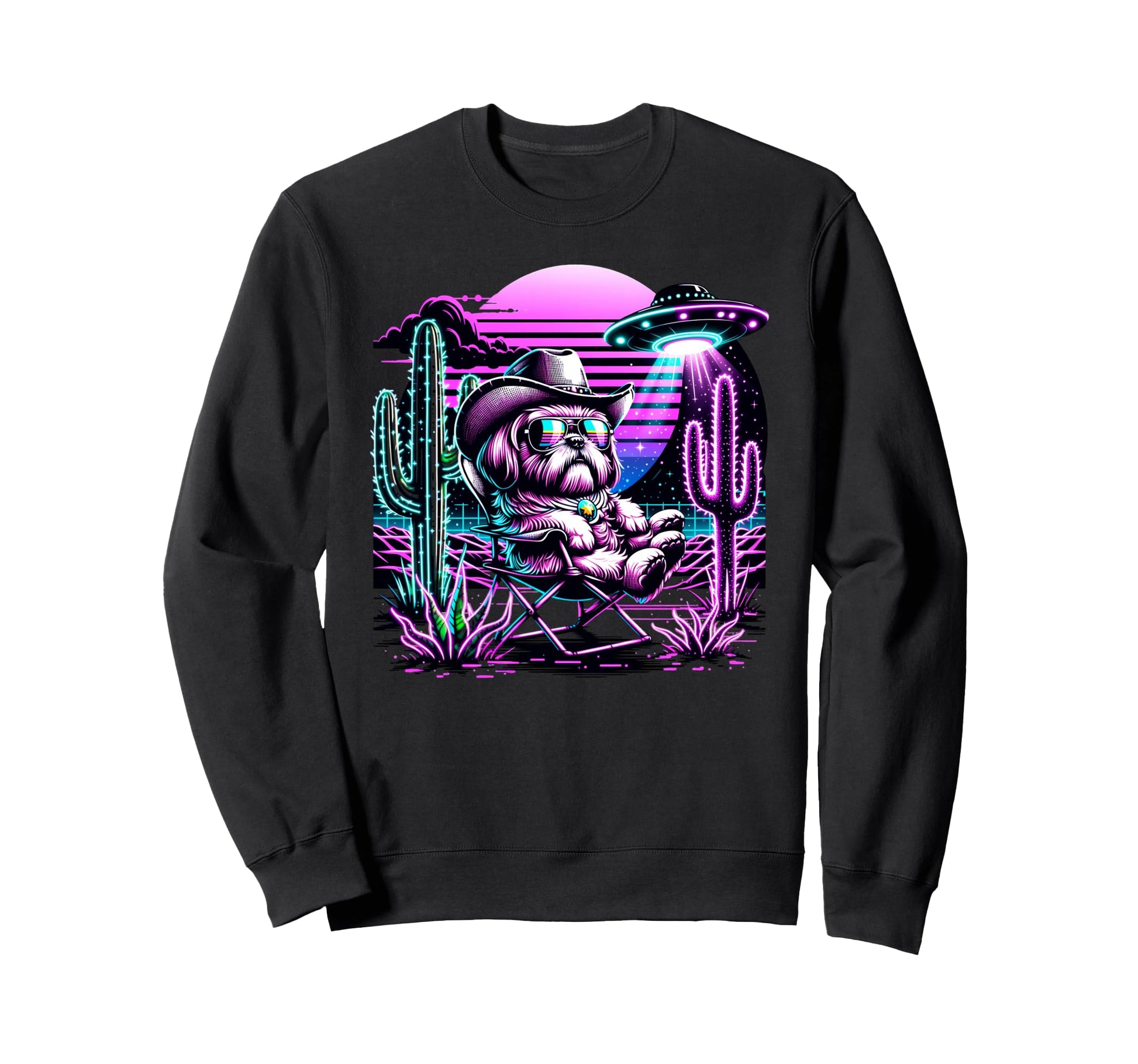 Shih Tzu Cowboys Ufo Western Sweatshirt - Unique Graphic for Adults - T-Shirt, Sweatshirt, Hoodie