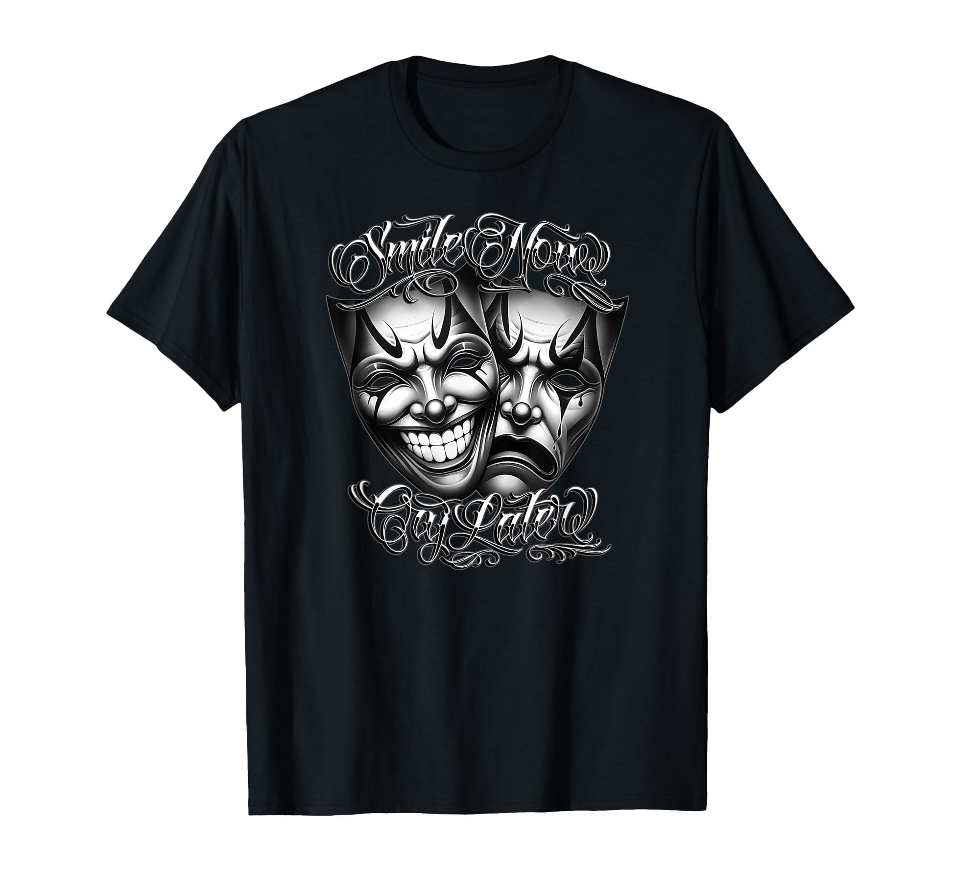 Smile Now Cry Later Masks Clown T-Shirt - Minimalist Print for Adults - T-Shirt, Sweatshirt, Hoodie