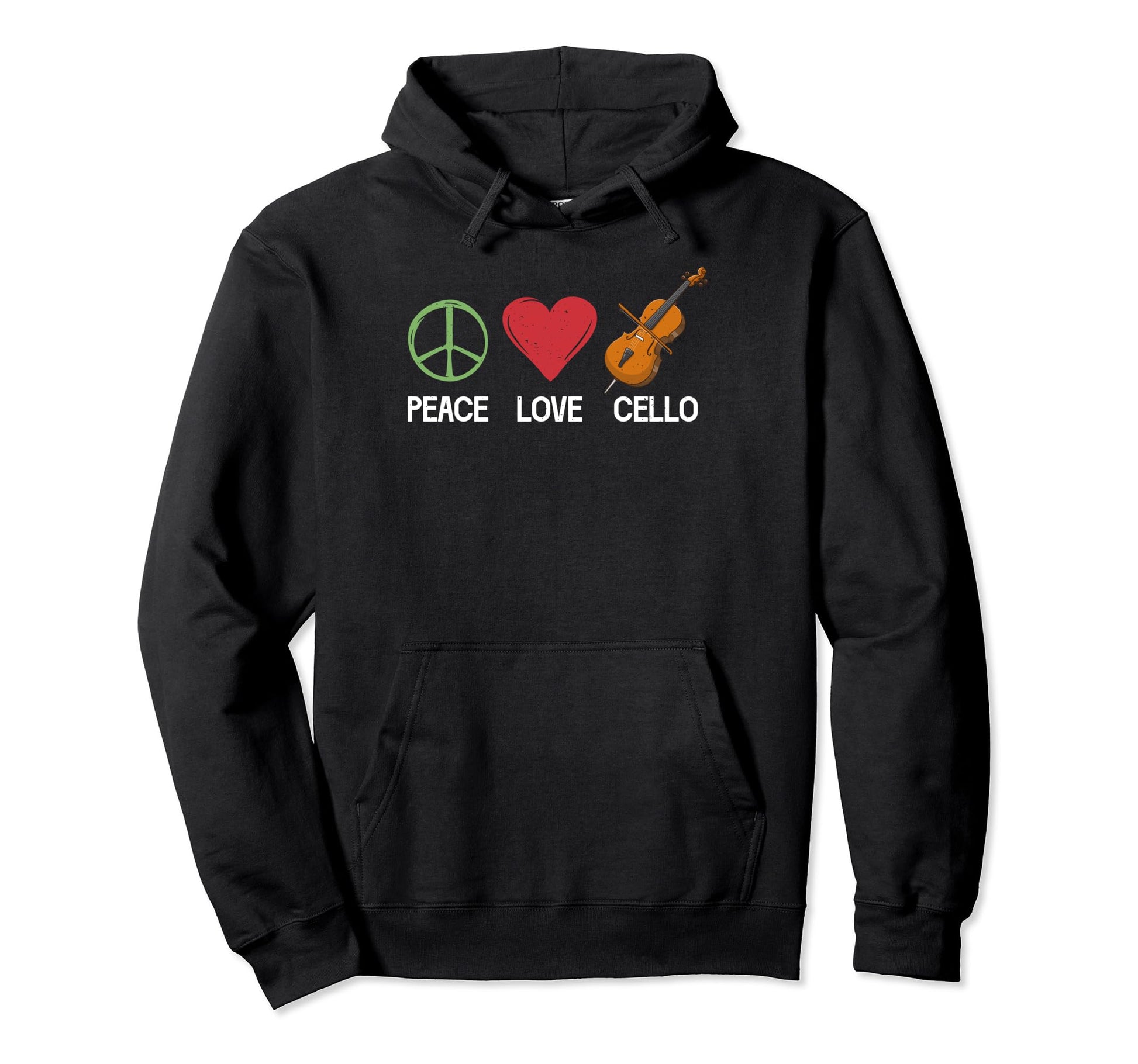 Peace Love Cello Hoodie - Casual Everyday Wear for Adults - T-Shirt, Sweatshirt, Hoodie