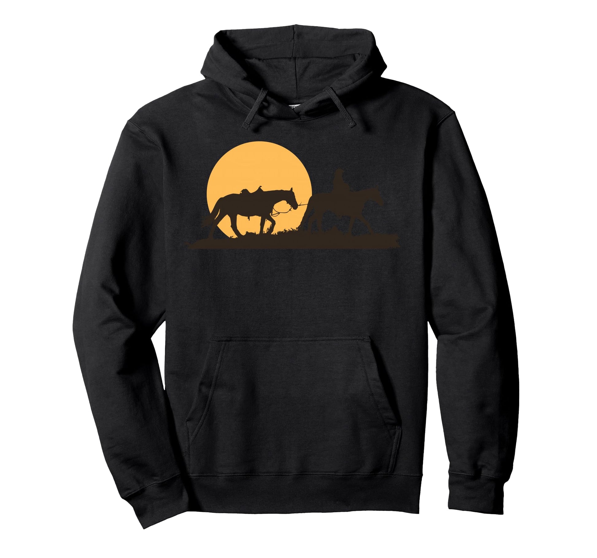 Retreo Cowboy Sunset Horse Riding Western Hoodie - Graphic Print Unisex - T-Shirt, Sweatshirt, Hoodie