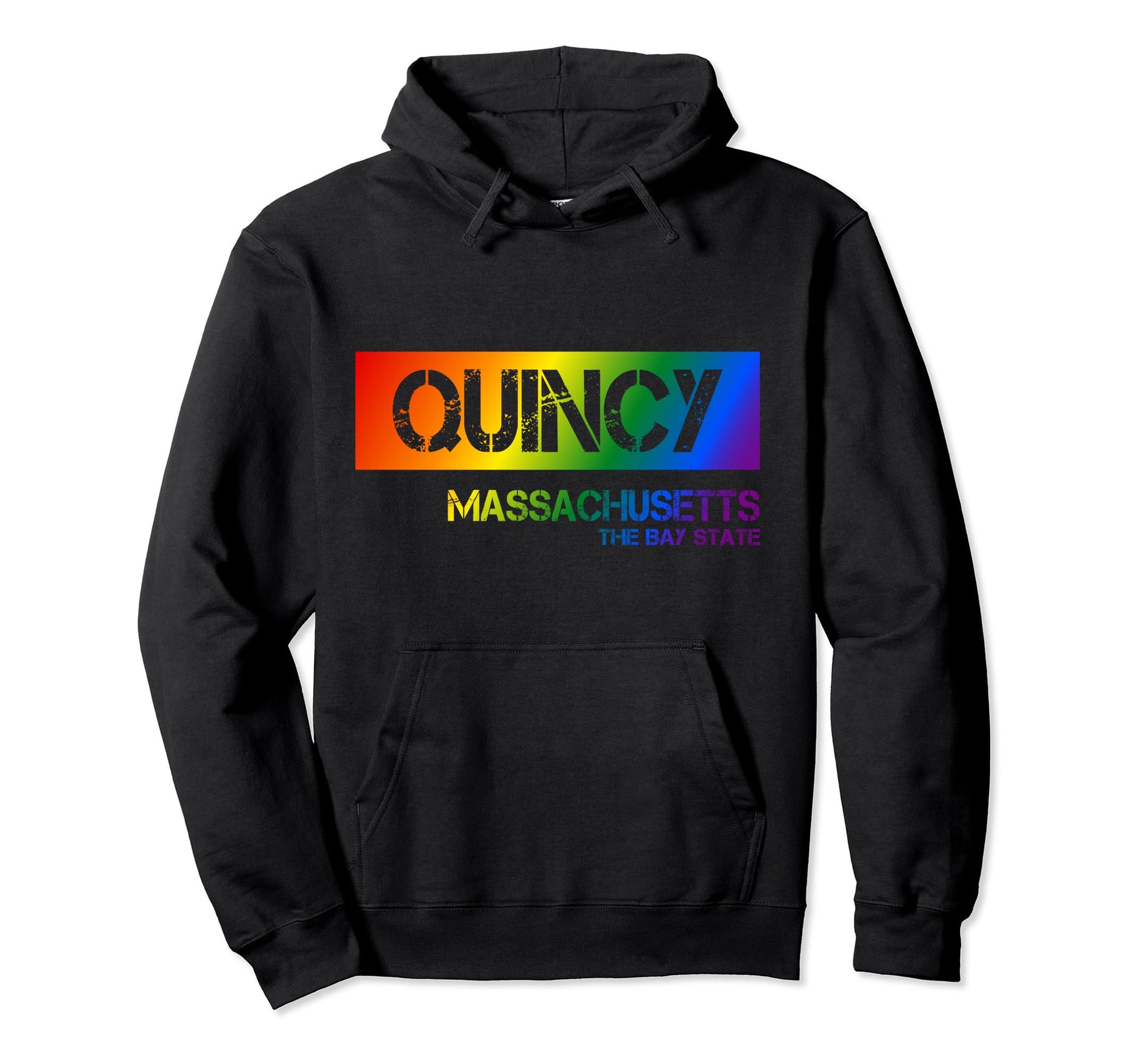 Quincy Massachusetts Lgbtqai Rainbow Hoodie - Aesthetic Graphic Unisex - T-Shirt, Sweatshirt, Hoodie