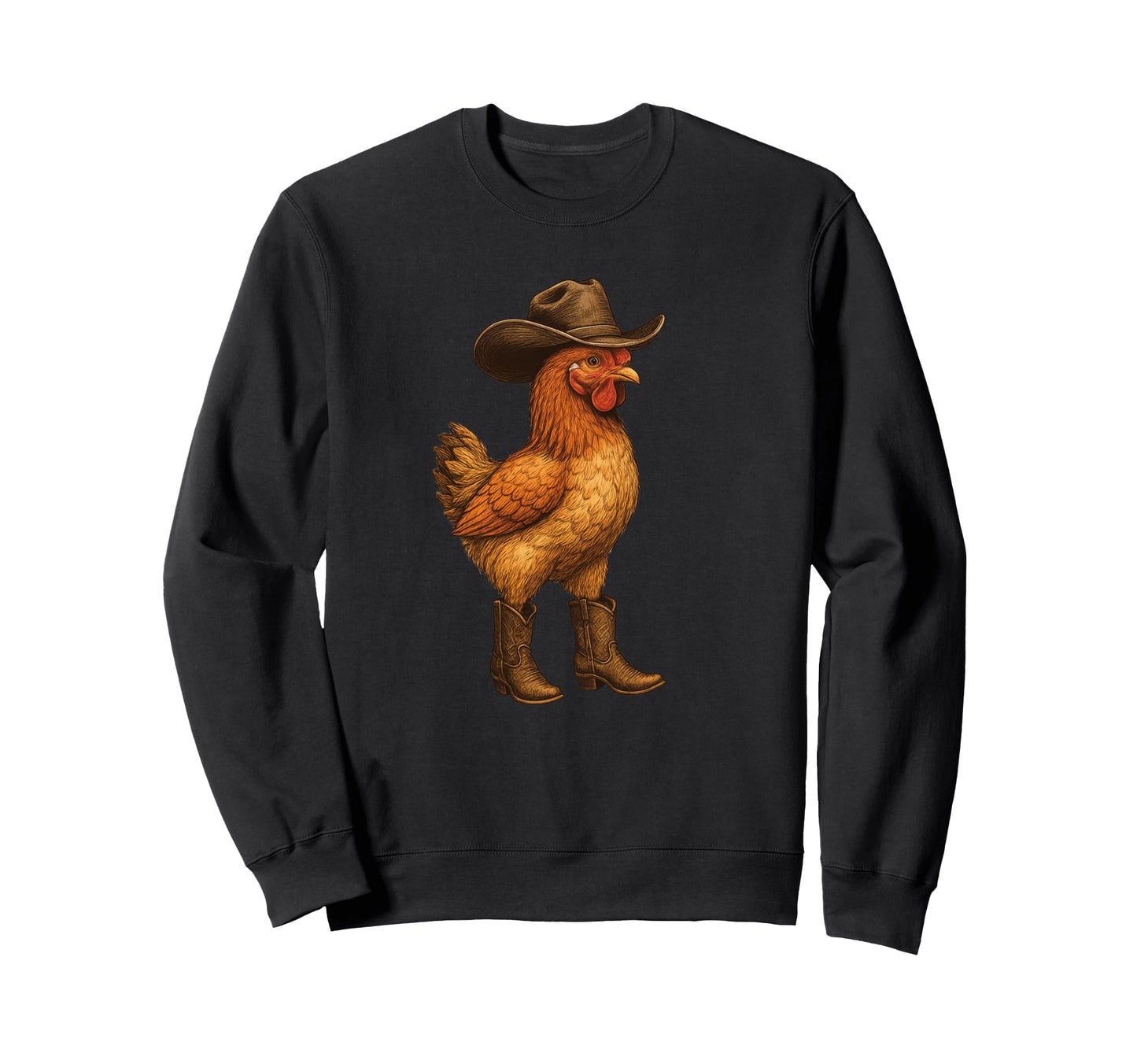 Chicken Cowboy Cowgirl Square Sweatshirt - Casual Everyday Wear Men Women - T-Shirt, Sweatshirt, Hoodie