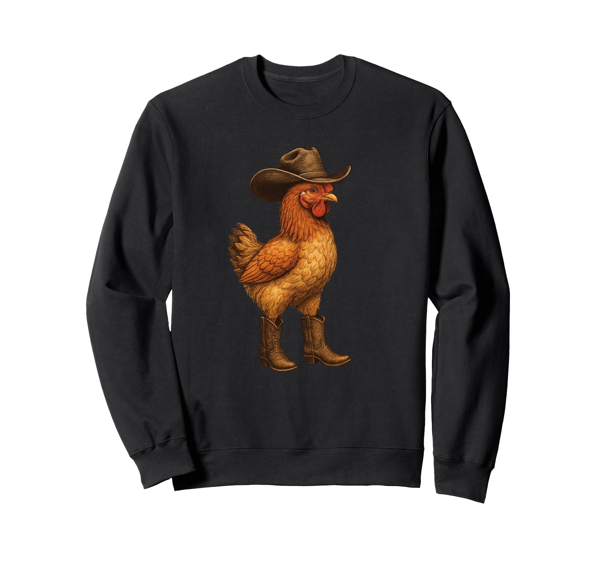 Chicken Cowboy Cowgirl Square Sweatshirt - Casual Everyday Wear Men Women - T-Shirt, Sweatshirt, Hoodie