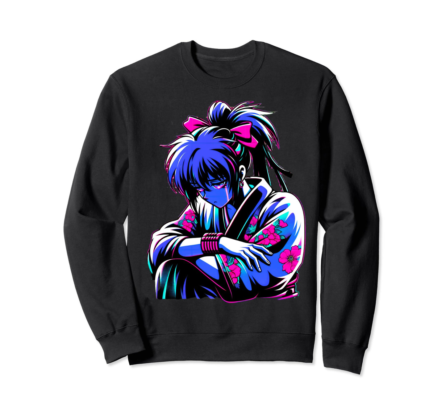 Sad Anime Japanese Vaporwave Sweatshirt - Minimalist Print for Adults - T-Shirt, Sweatshirt, Hoodie