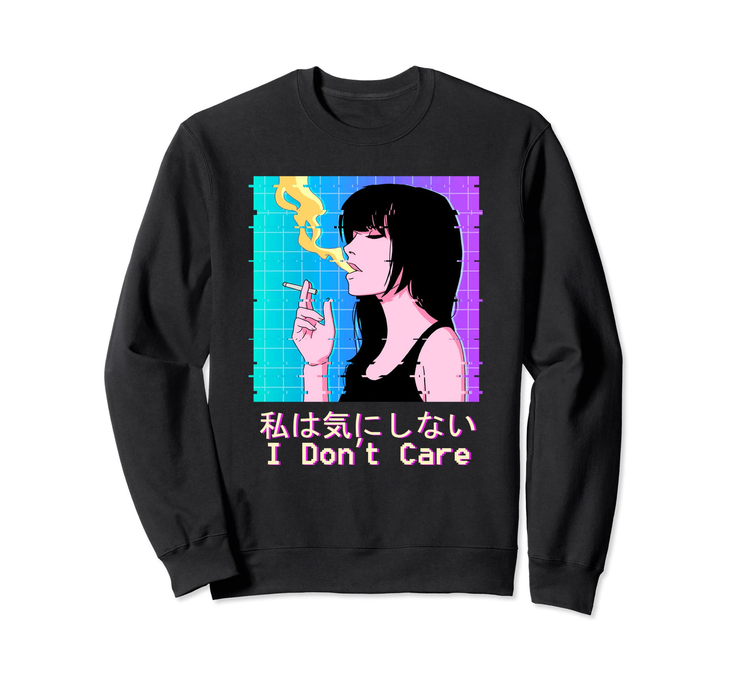 Sad Anime Japanese Glitch Sweatshirt - Streetwear Style Men Women - T-Shirt, Sweatshirt, Hoodie