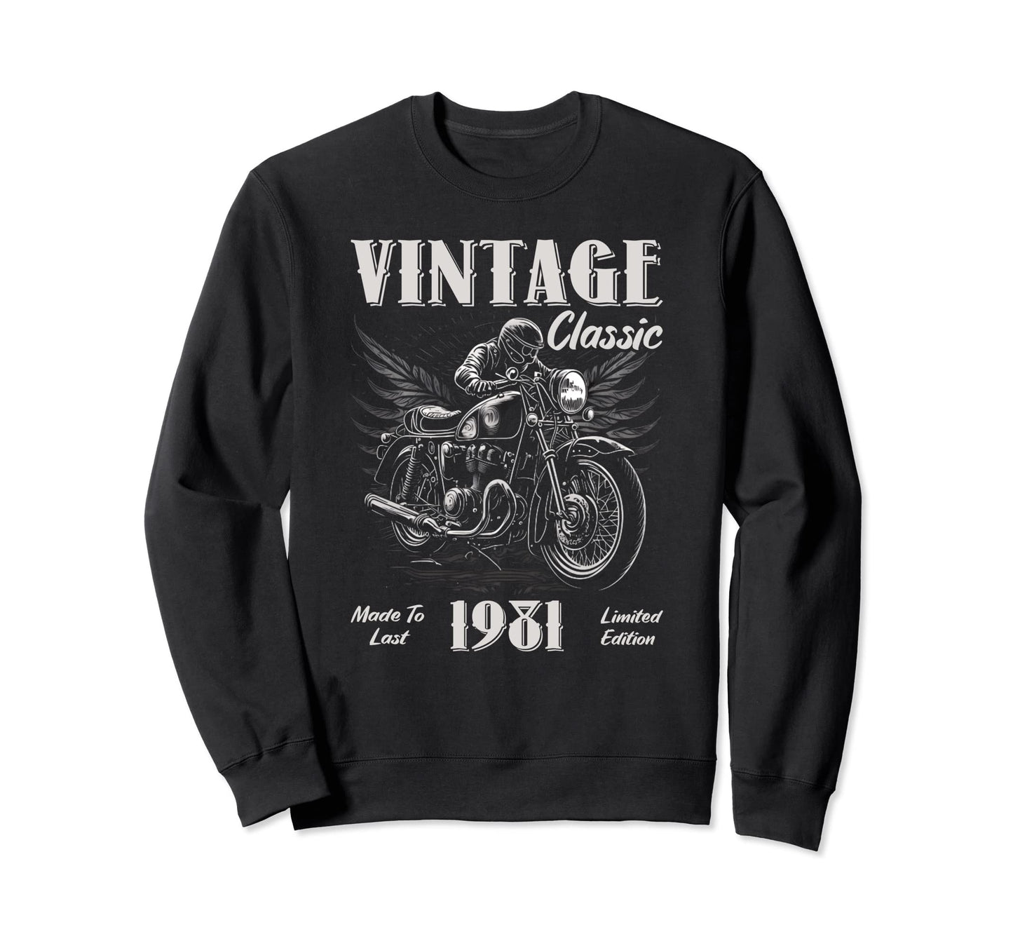 1981 Birthday Motorcycle Sweatshirt - Graphic Print Unisex - T-Shirt, Sweatshirt, Hoodie