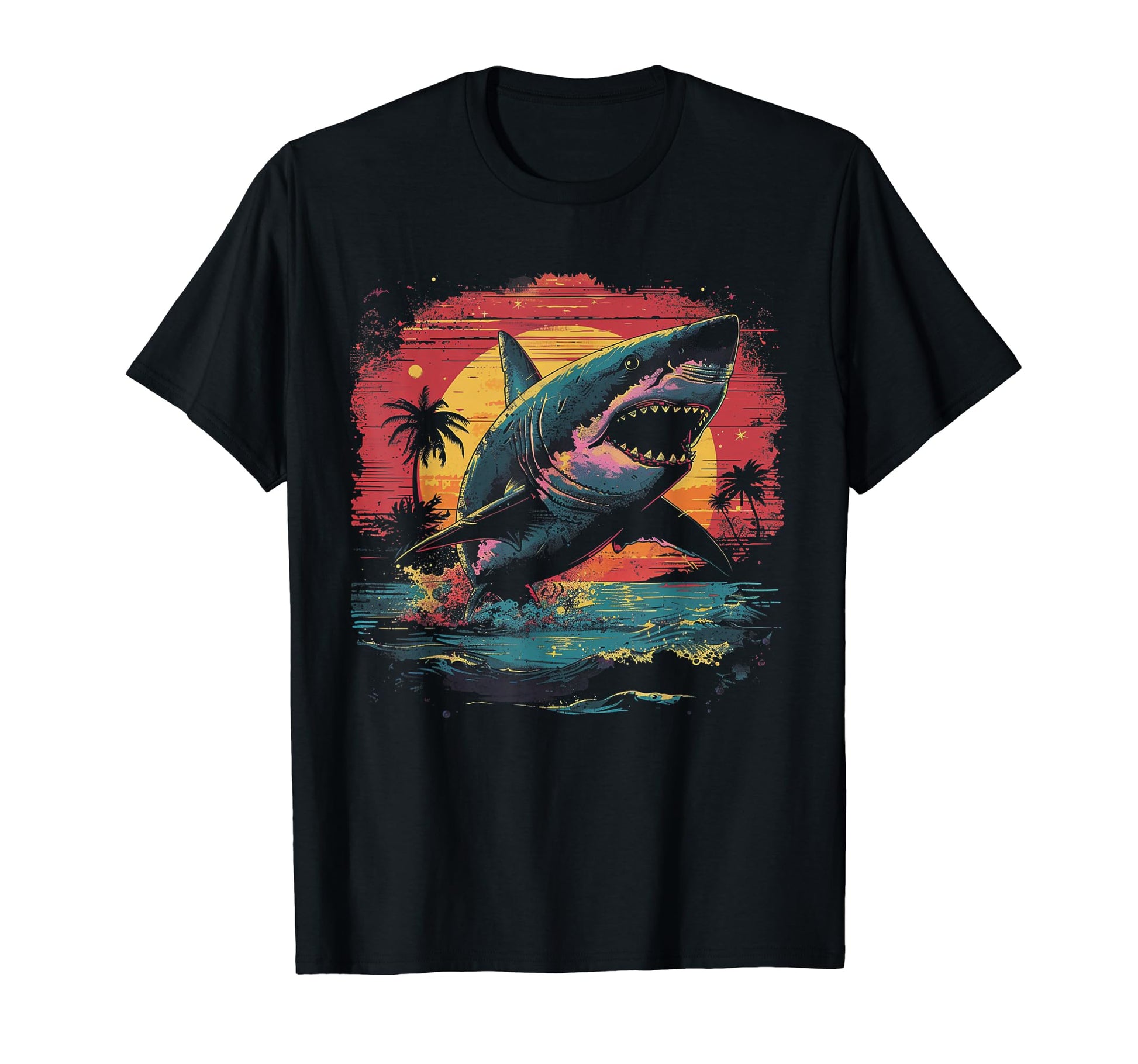 Shark Vaporwave Aesthetic Synthwave 80S 90S T-Shirt - Graphic Print Unisex - T-Shirt, Sweatshirt, Hoodie
