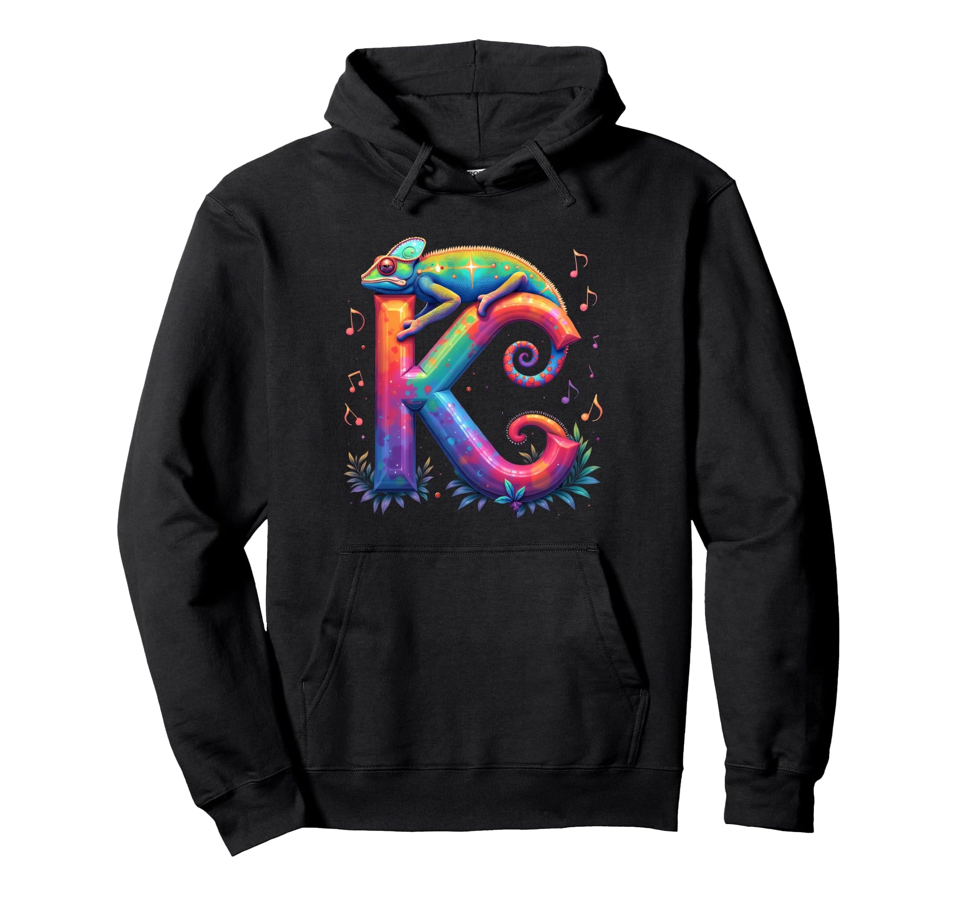Musical Chameleon Vibrant Rainbow Hoodie - Unique Graphic Men Women - T-Shirt, Sweatshirt, Hoodie