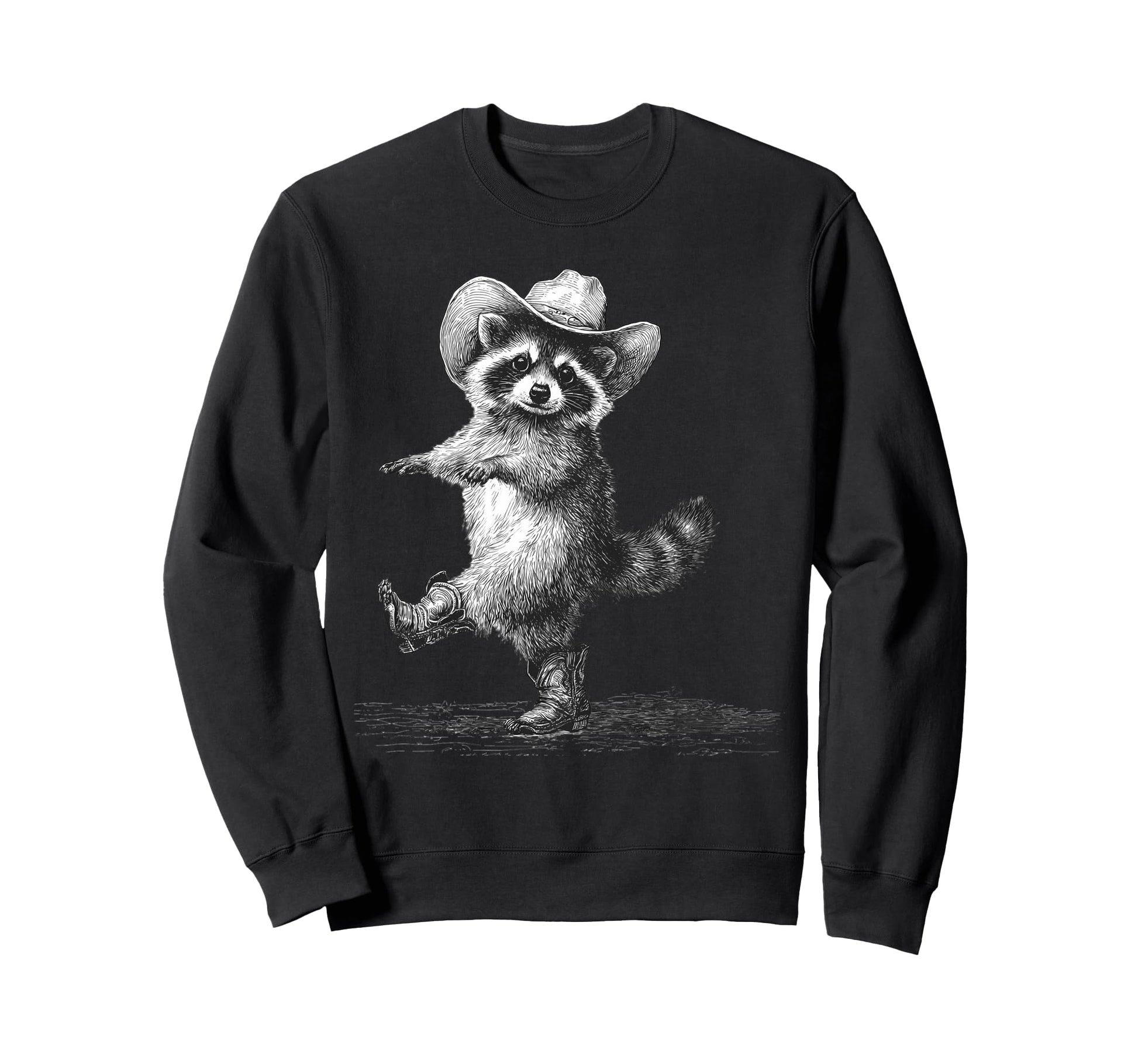 Raccoon Cowboy Rodeo Cowgirl Sweatshirt - Casual Everyday Wear for Adults - T-Shirt, Sweatshirt, Hoodie