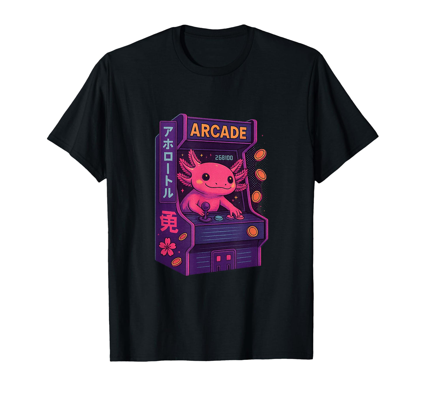 Axolotl Arcade Champion Vaporwave T-Shirt - Graphic Print for Adults - T-Shirt, Sweatshirt, Hoodie