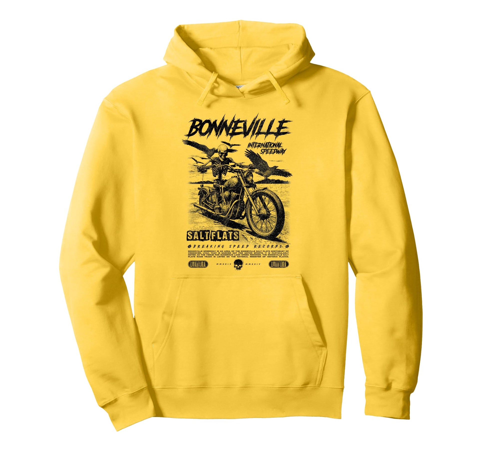 Bonneville Salt Flats Motorcycle Racing Hoodie - Trendy Graphic Unisex - T-Shirt, Sweatshirt, Hoodie