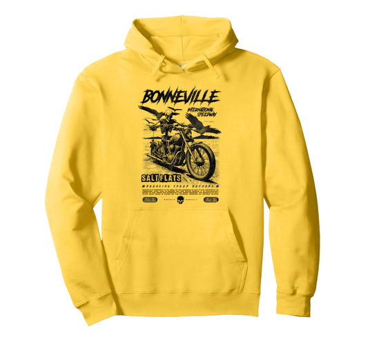 Bonneville Salt Flats Motorcycle Racing Hoodie - Trendy Graphic Unisex - T-Shirt, Sweatshirt, Hoodie