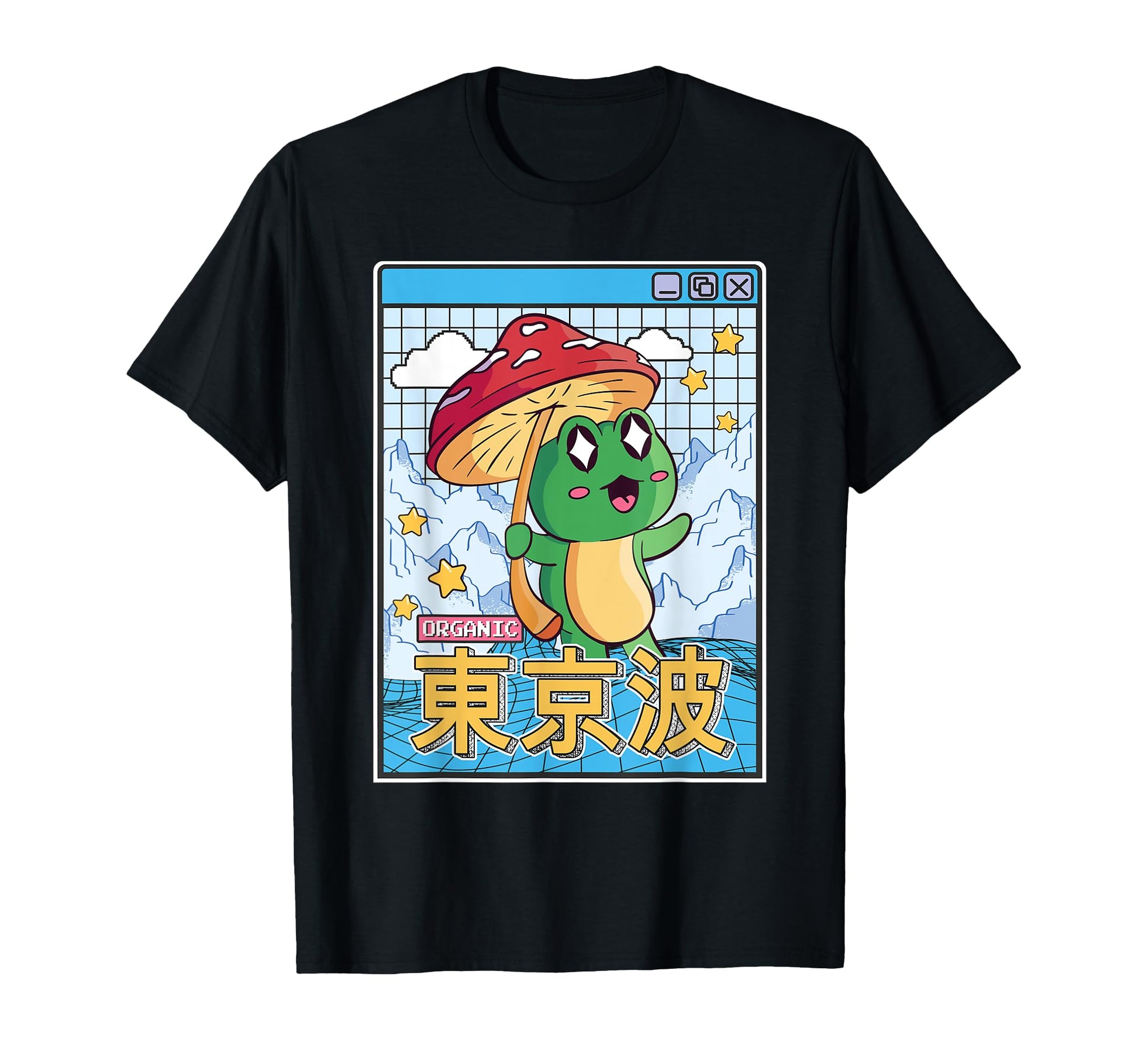 Frog Mushroom Kawaii Vaporwave Japan T-Shirt - Streetwear Style Unisex - T-Shirt, Sweatshirt, Hoodie