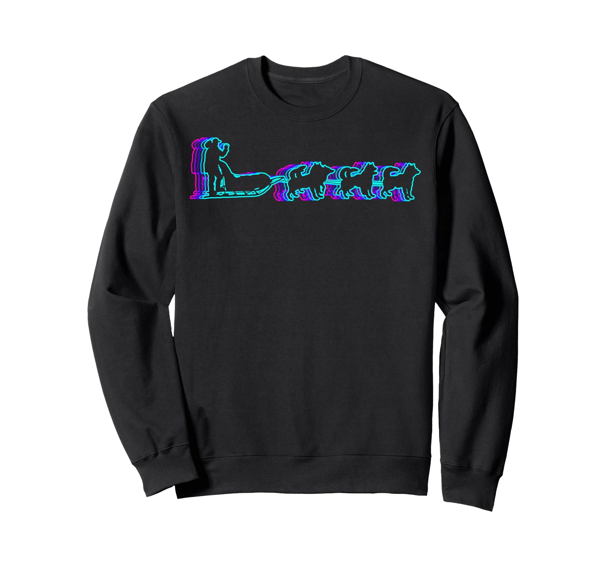 Mushing Sled Dog Sledding Vaporwave Sweatshirt - Trendy Graphic for Adults - T-Shirt, Sweatshirt, Hoodie