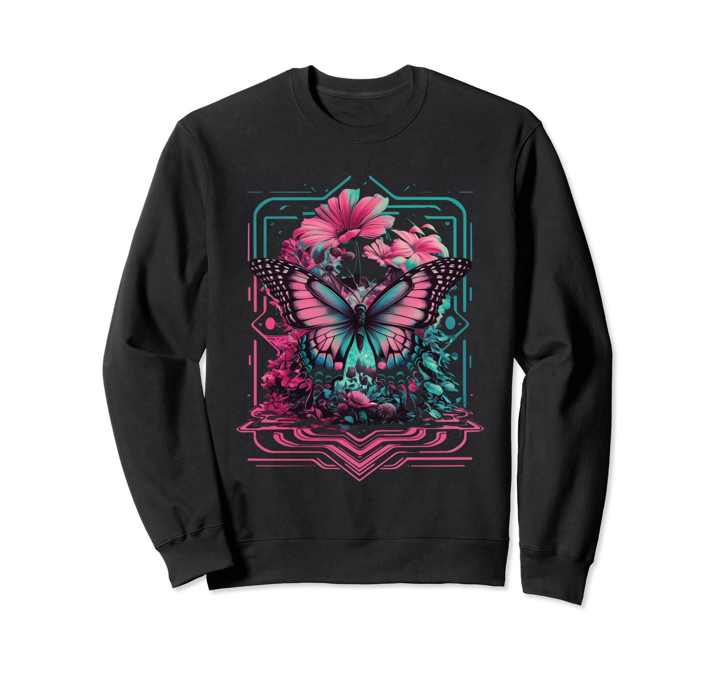 Butterfly Pastel Vaporwave Sweatshirt - Fun Novelty Design Men Women - T-Shirt, Sweatshirt, Hoodie