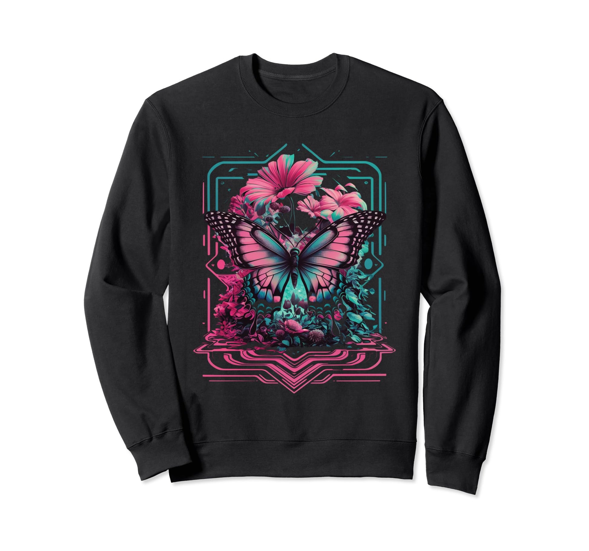 Butterfly Pastel Vaporwave Sweatshirt - Fun Novelty Design Men Women - T-Shirt, Sweatshirt, Hoodie