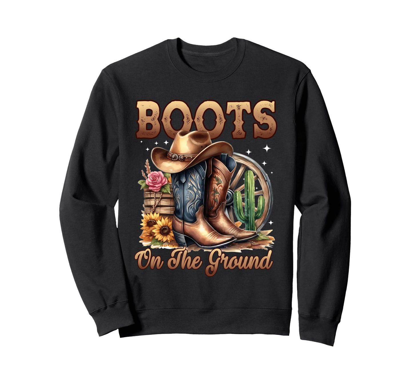 Western Boot Cowboy Western Cowgirl Sweatshirt - Graphic Print for Adults - T-Shirt, Sweatshirt, Hoodie
