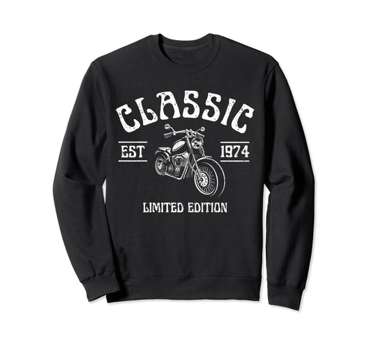 1974 Motorcycle Bikers Fiftieth Sweatshirt - Trendy Graphic for Adults - T-Shirt, Sweatshirt, Hoodie