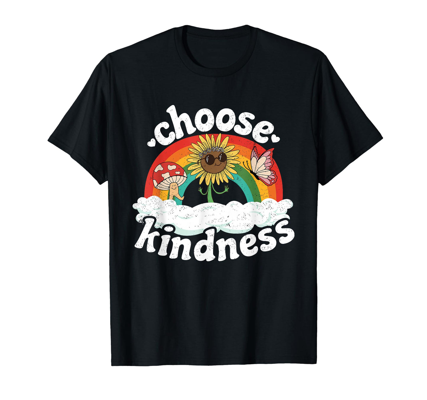 Positive Sunflower Rainbow Peace T-Shirt - Novelty Apparel for Adults - T-Shirt, Sweatshirt, Hoodie
