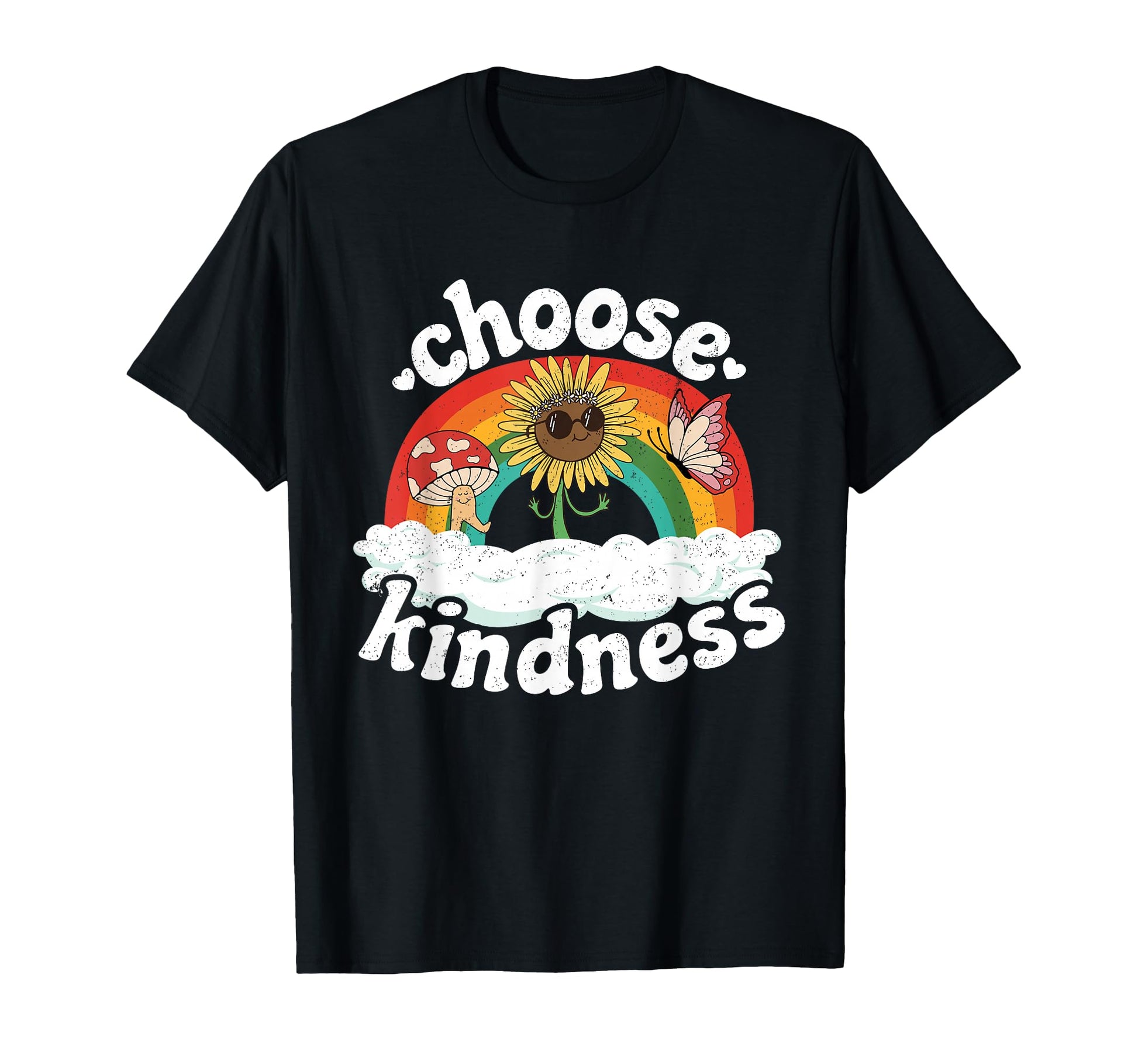 Positive Sunflower Rainbow Peace T-Shirt - Novelty Apparel for Adults - T-Shirt, Sweatshirt, Hoodie