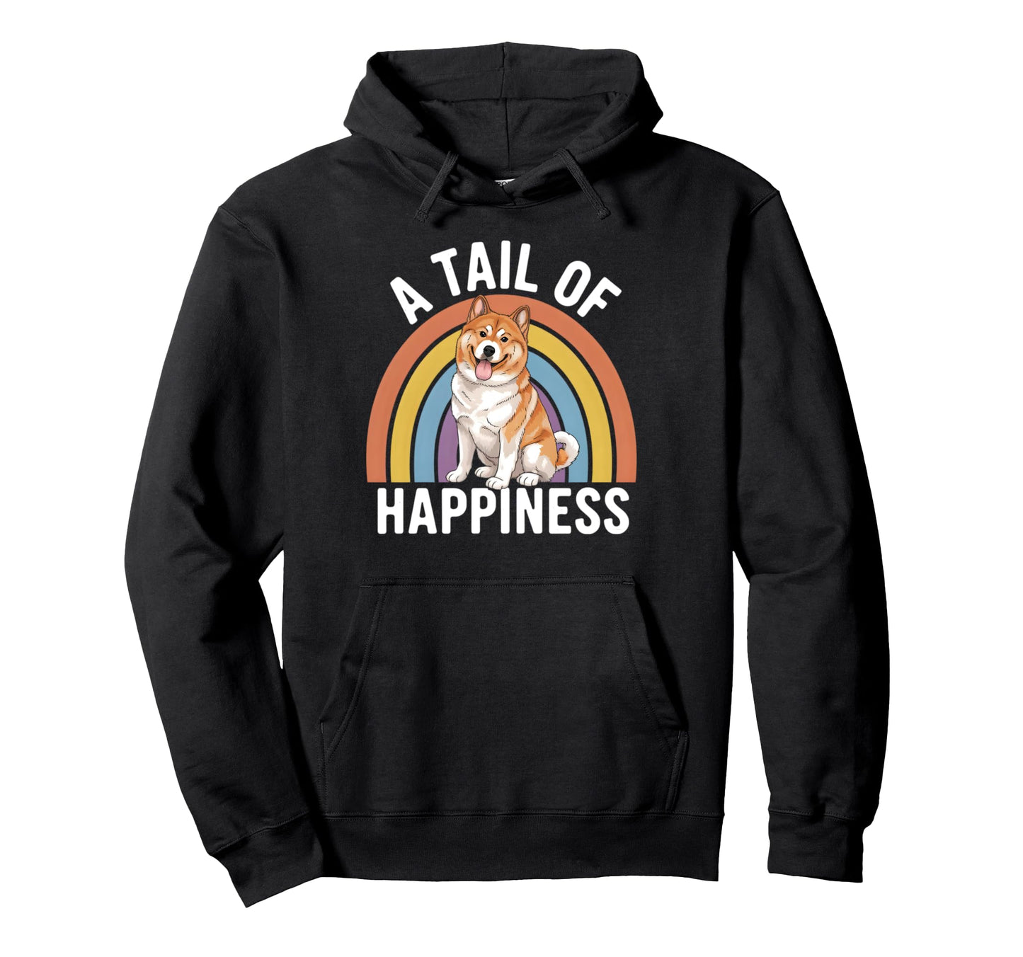 Tail Happiness Akita Dog Rainbow Hoodie - Custom Art Print Men Women - T-Shirt, Sweatshirt, Hoodie
