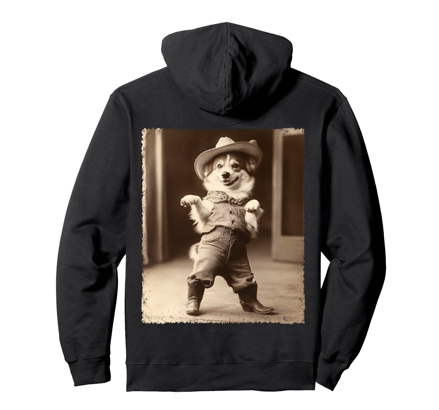Funny Dog Corgi Silly Cowboy Meme Hoodie - Novelty Apparel for Adults - T-Shirt, Sweatshirt, Hoodie