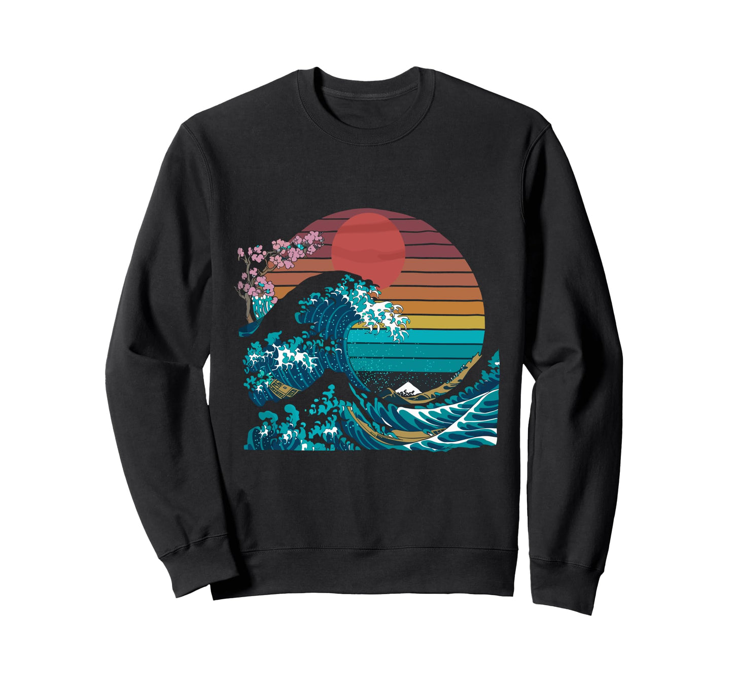 Big Wave Vaporwave Aesthetic 80S Sweatshirt - Unique Graphic for Adults - T-Shirt, Sweatshirt, Hoodie