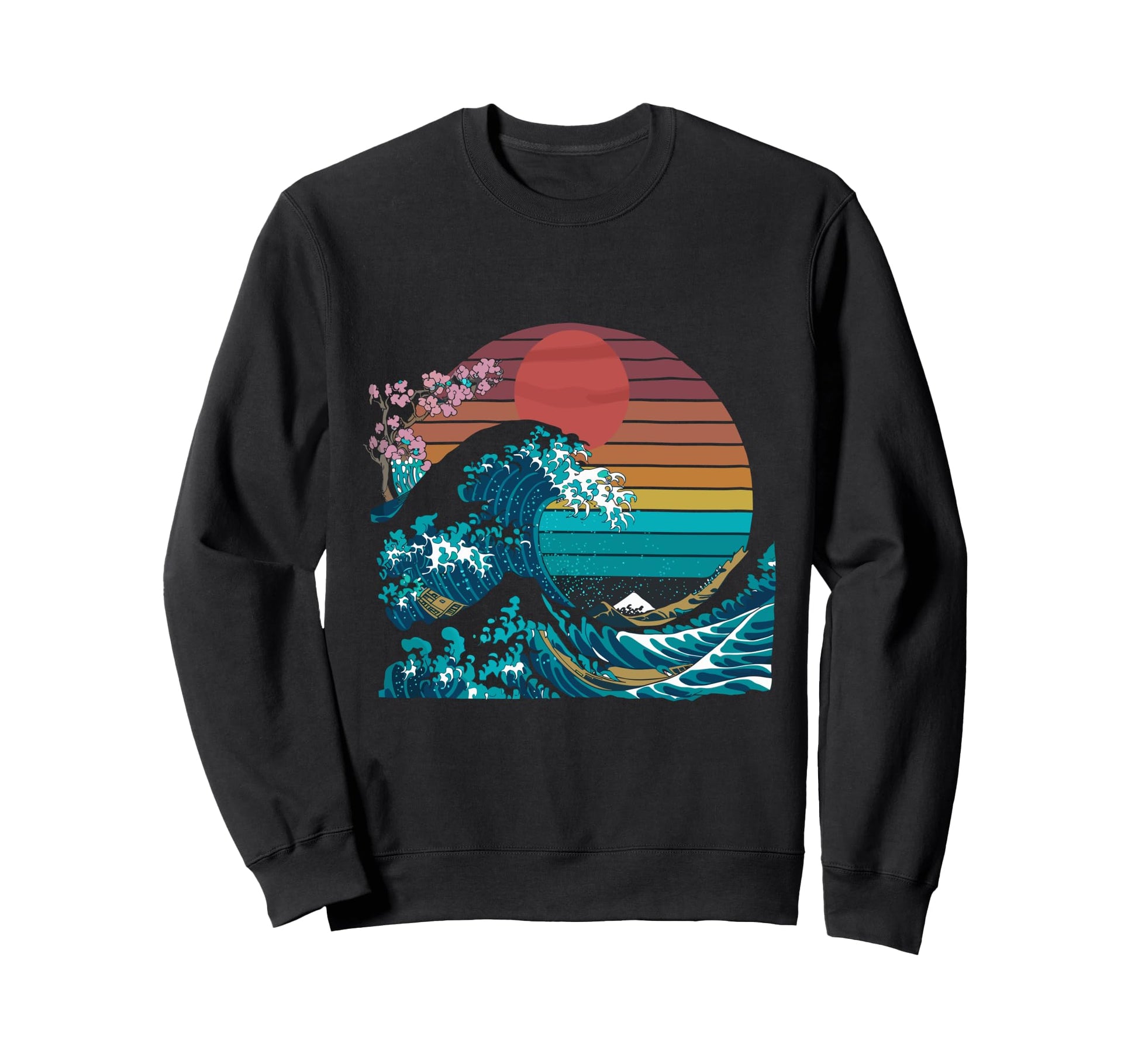 Big Wave Vaporwave Aesthetic 80S Sweatshirt - Unique Graphic for Adults - T-Shirt, Sweatshirt, Hoodie