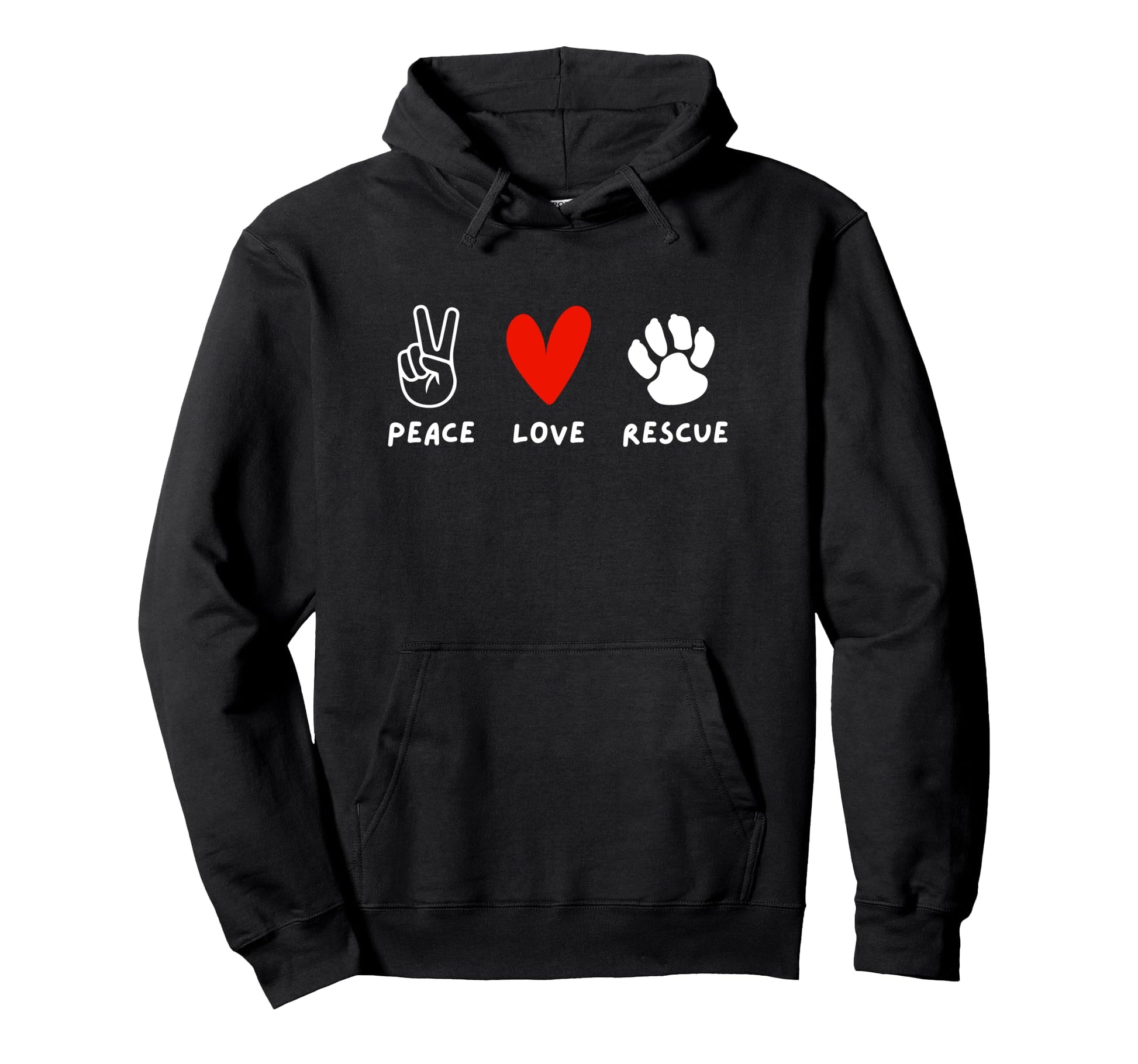Peace Love Rescue Dog Lover Hoodie - Graphic Print Men Women - T-Shirt, Sweatshirt, Hoodie