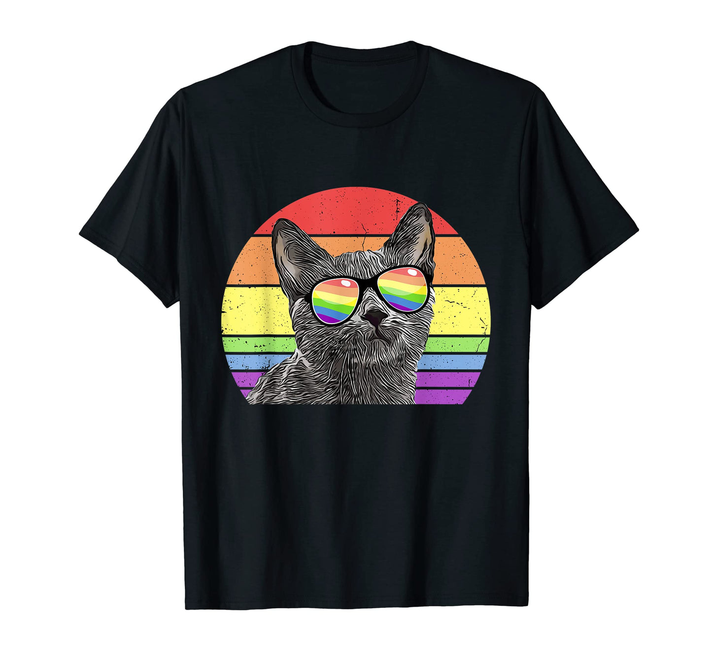 Lgbtq Chartreux Cat Rainbow Love T-Shirt - Minimalist Print for Adults - T-Shirt, Sweatshirt, Hoodie