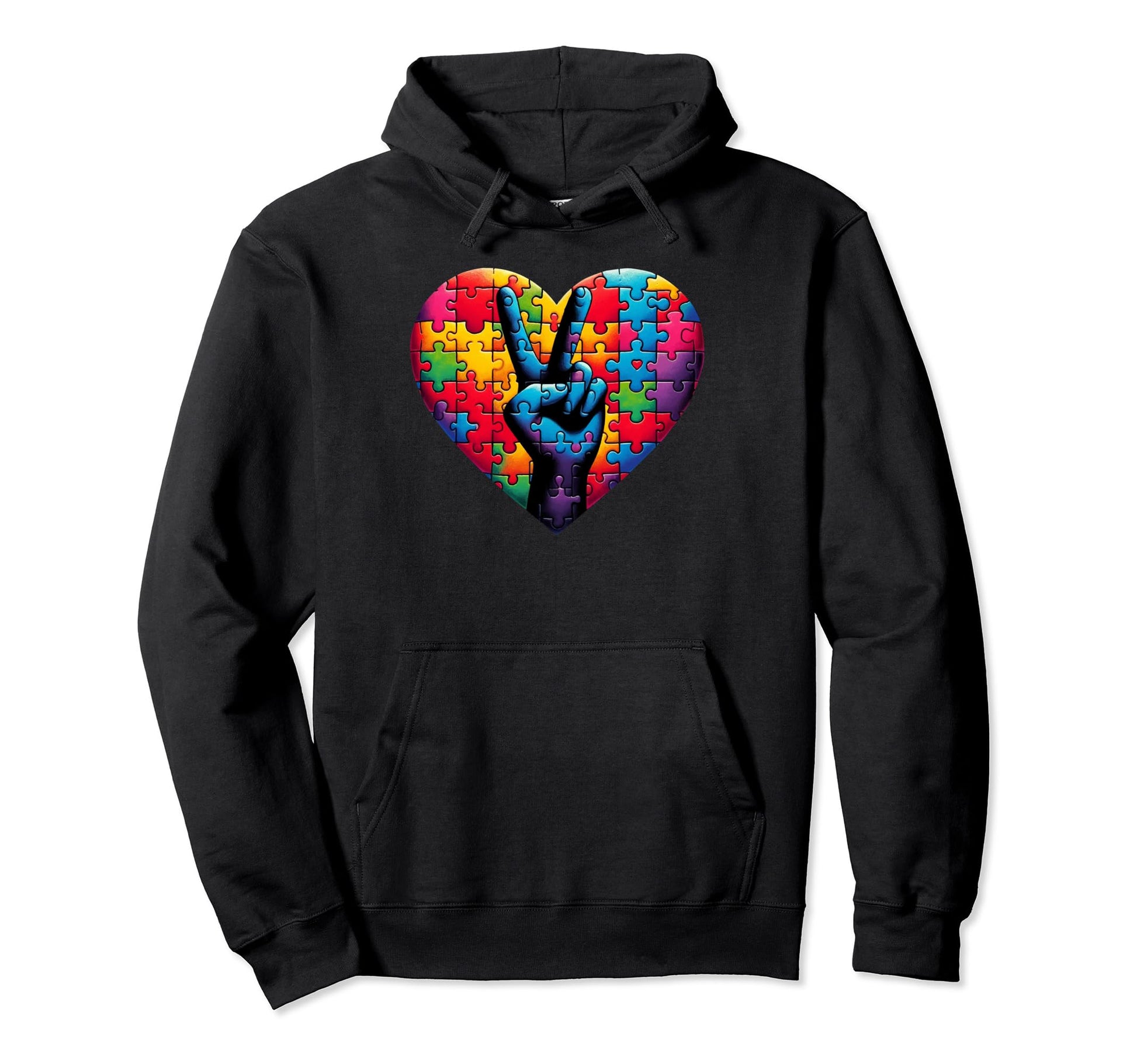 Peace Love Autism Awareness Hoodie - Graphic Print Unisex - T-Shirt, Sweatshirt, Hoodie