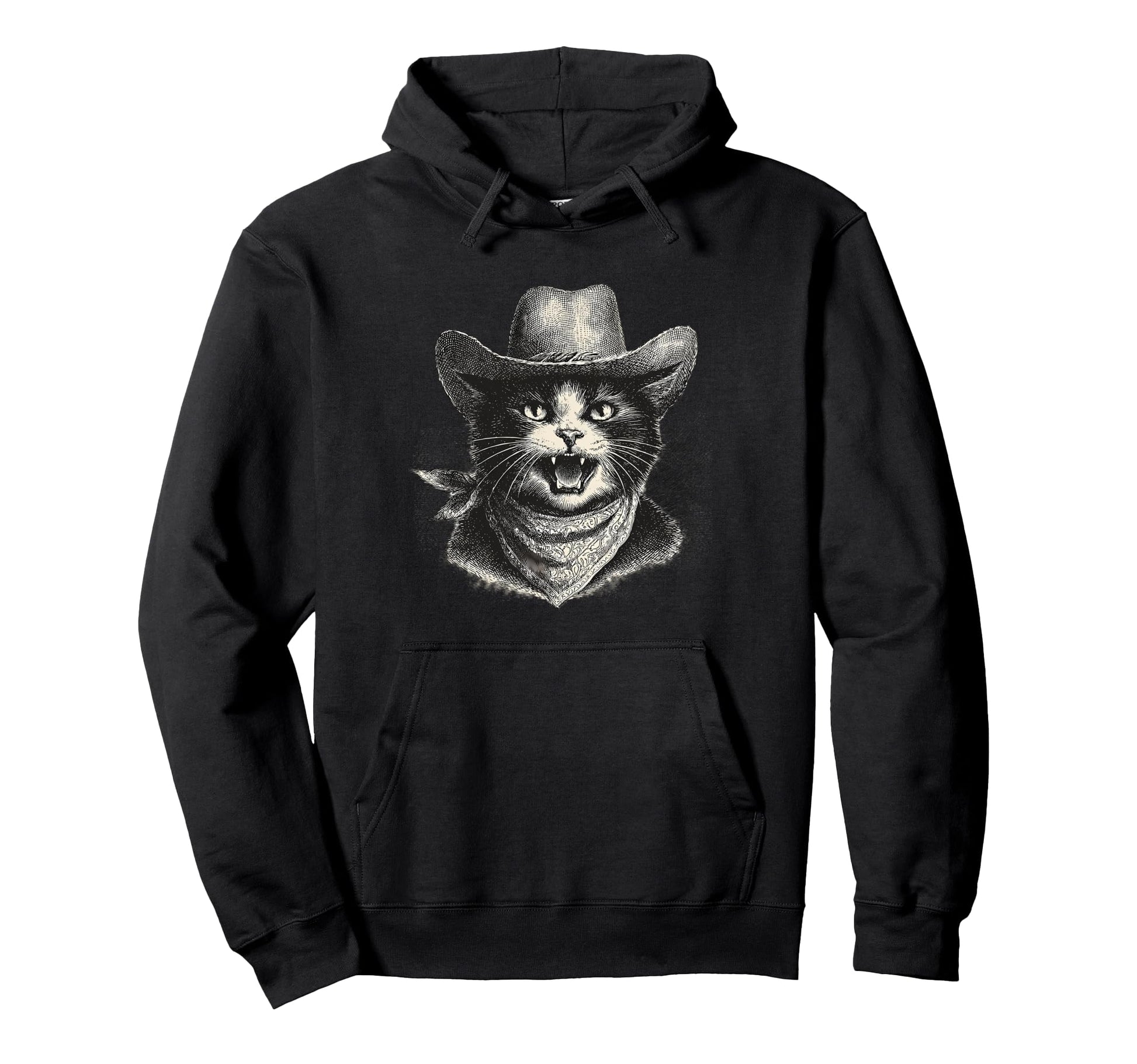 Country Western Cowgirl Funny Cowboy Cat Hoodie - Minimalist Print Unisex - T-Shirt, Sweatshirt, Hoodie