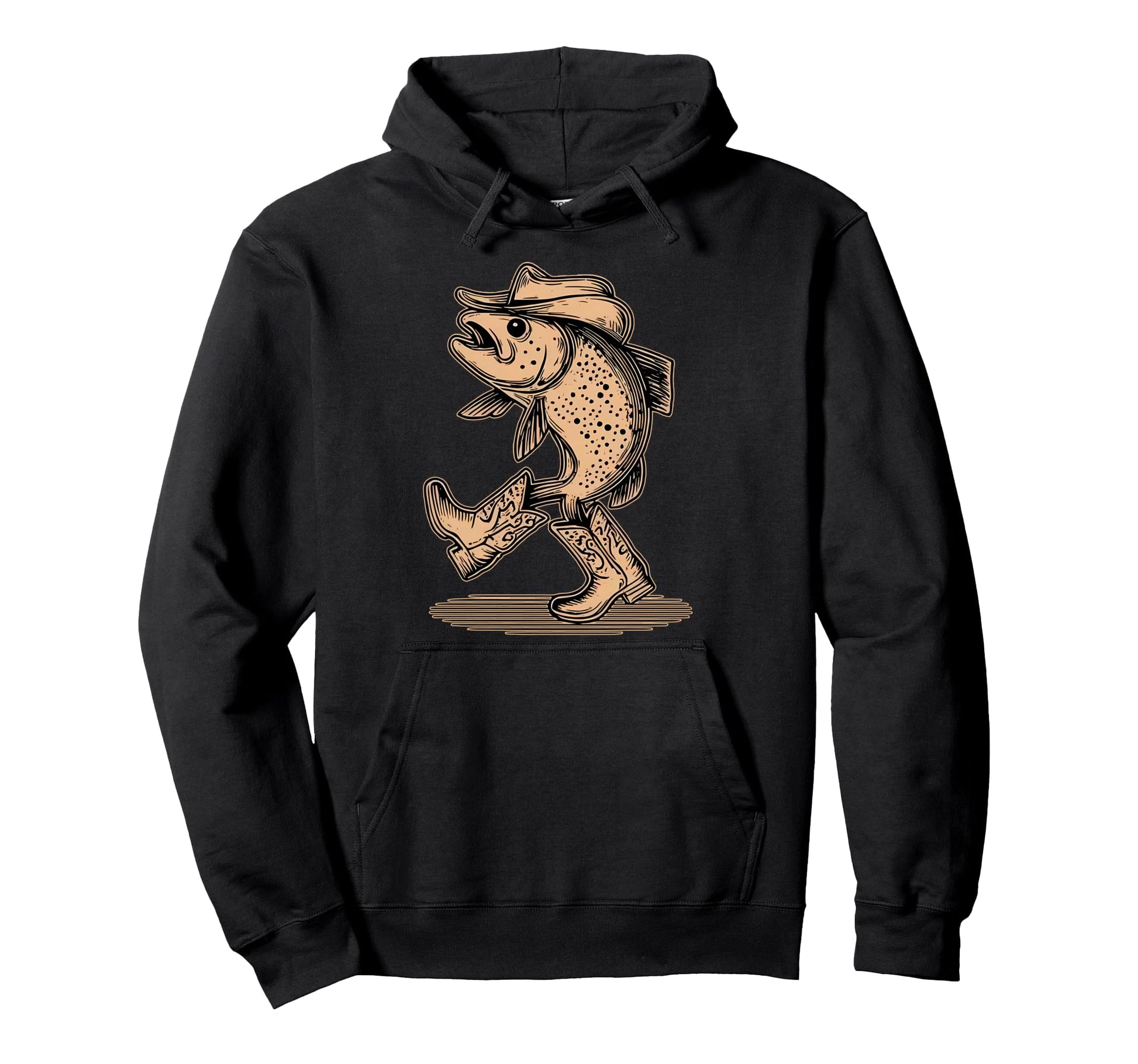 Fish Wearing Cowboy Hat Cowgirl Western Hoodie - Novelty Apparel Men Women - T-Shirt, Sweatshirt, Hoodie