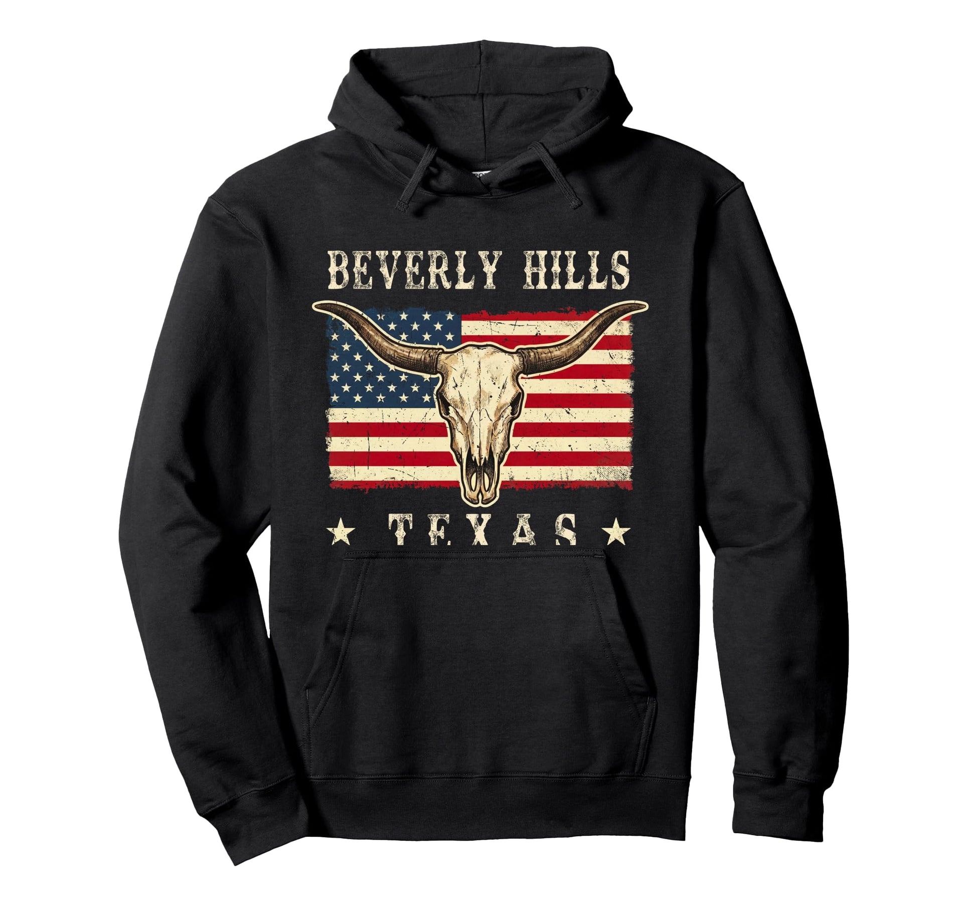 Beverly Hills Texas Western Patriotic Hoodie - Graphic Print for Adults - T-Shirt, Sweatshirt, Hoodie