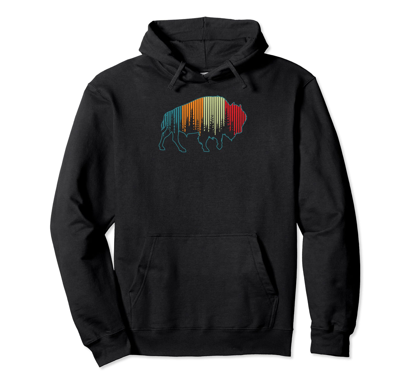 Bison American Buffalo Pine Tree Hoodie - Minimalist Print for Adults - T-Shirt, Sweatshirt, Hoodie