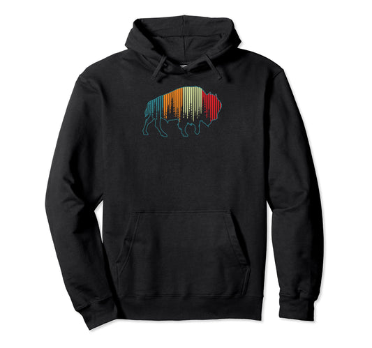 Bison American Buffalo Pine Tree Hoodie - Minimalist Print for Adults - T-Shirt, Sweatshirt, Hoodie
