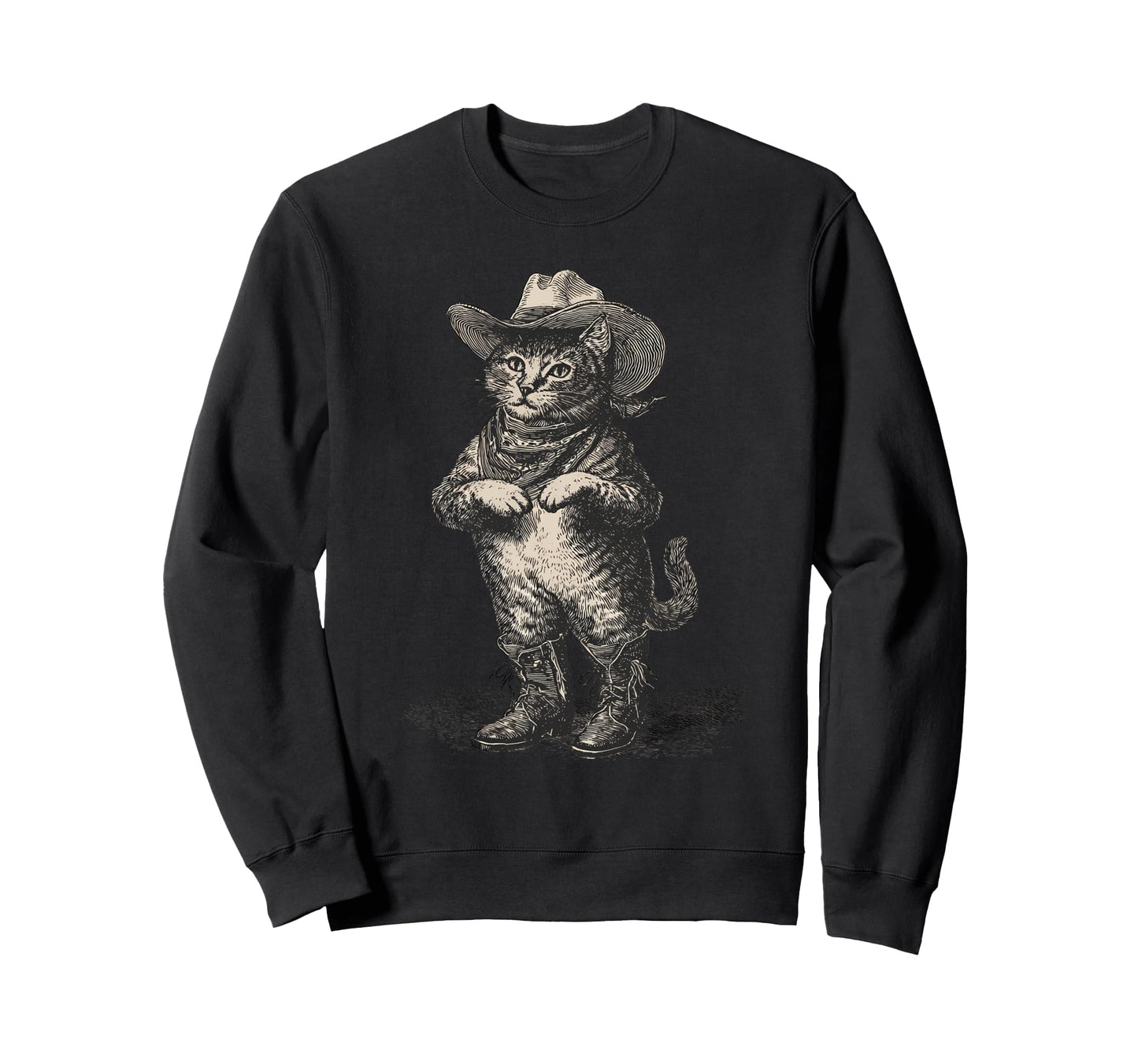 Cat Cowboy Western Country Cowgirl Sweatshirt - Novelty Apparel for Adults - T-Shirt, Sweatshirt, Hoodie
