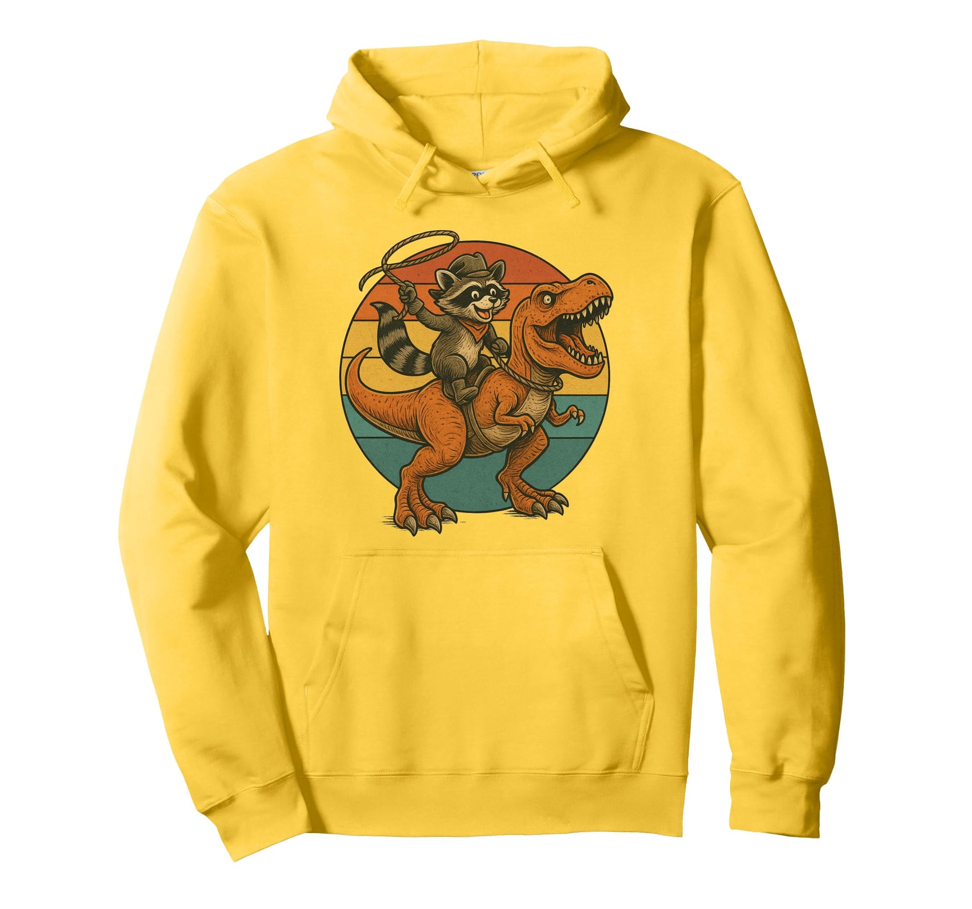 Cowboy Raccoon Riding T Rex Funny Hoodie - Novelty Apparel Men Women - T-Shirt, Sweatshirt, Hoodie