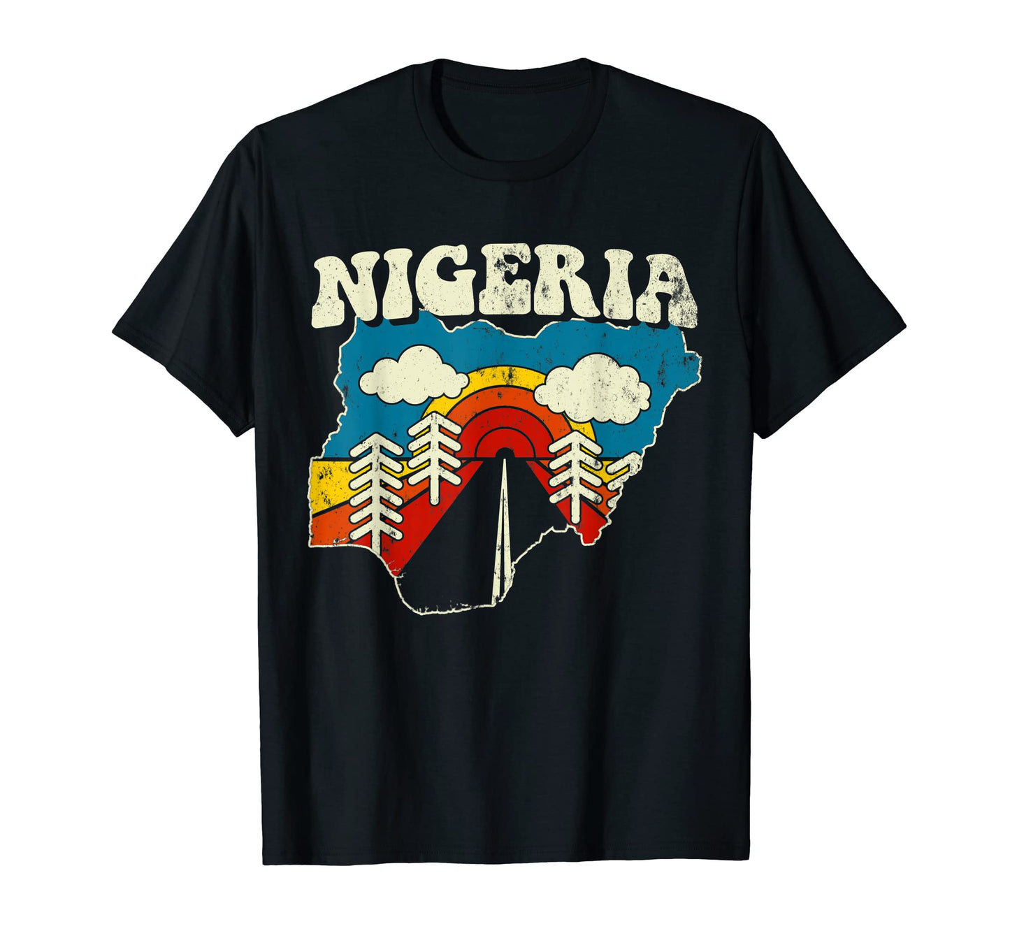 Nigeria Nigerian Country Rainbow 70S T-Shirt - Aesthetic Graphic Men Women - T-Shirt, Sweatshirt, Hoodie
