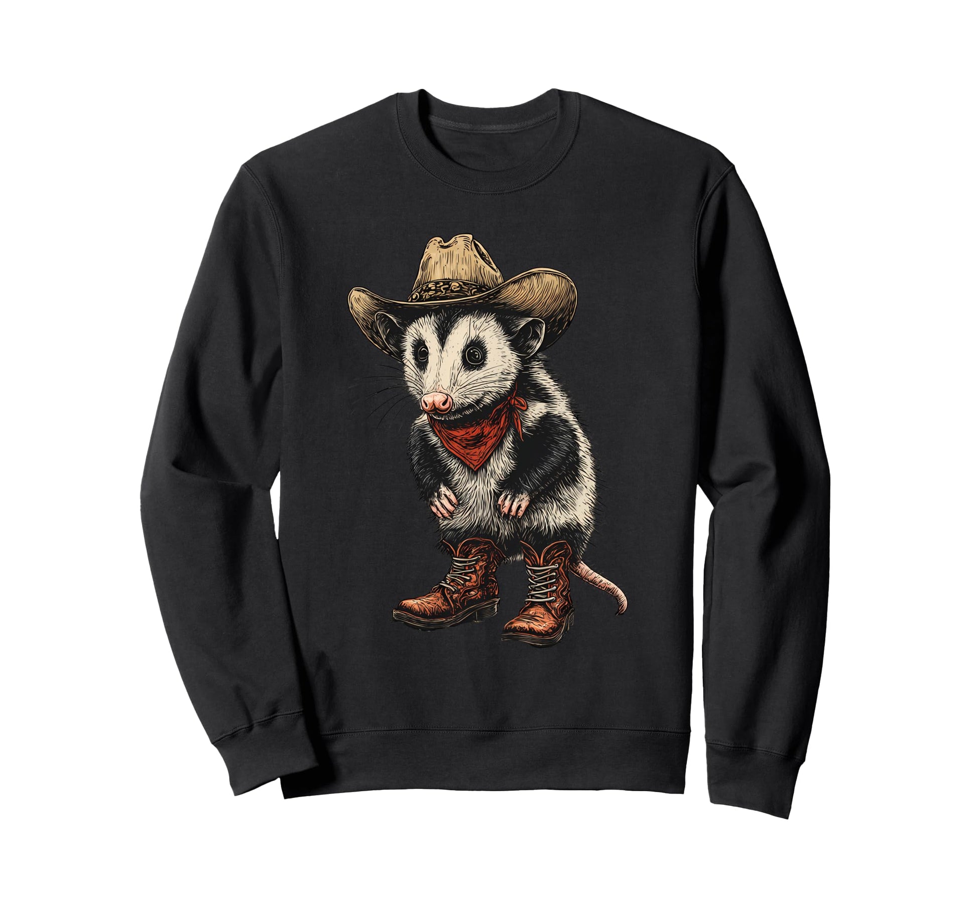 Country Cowboy Opossum Rodeo Sweatshirt - Fun Novelty Design for Adults - T-Shirt, Sweatshirt, Hoodie