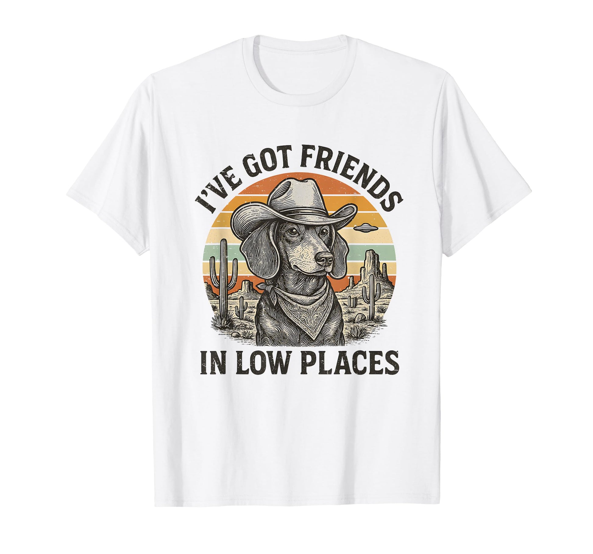 Ive Got Friends Low Places Dachshund T-Shirt - Unique Graphic for Adults - T-Shirt, Sweatshirt, Hoodie