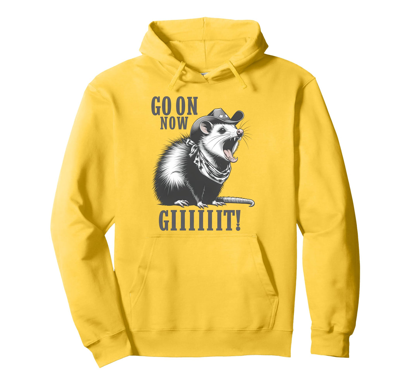 Cowboy Opossum Go Now Git Western Hoodie - Fun Novelty Design Men Women - T-Shirt, Sweatshirt, Hoodie