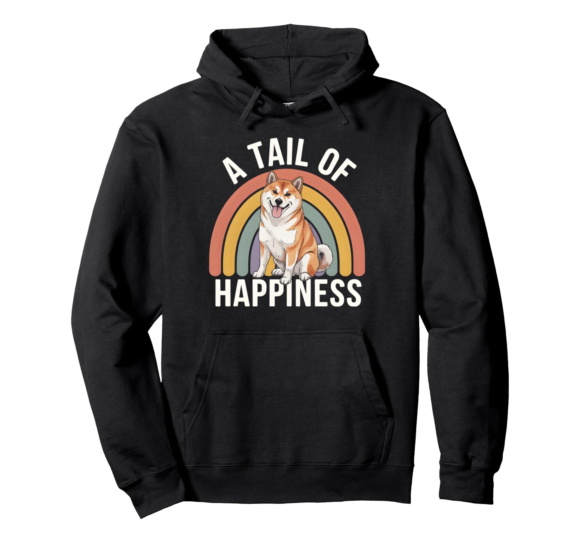 Tail Happiness Shiba Inu Dog Rainbow Hoodie - Unique Graphic for Adults - T-Shirt, Sweatshirt, Hoodie